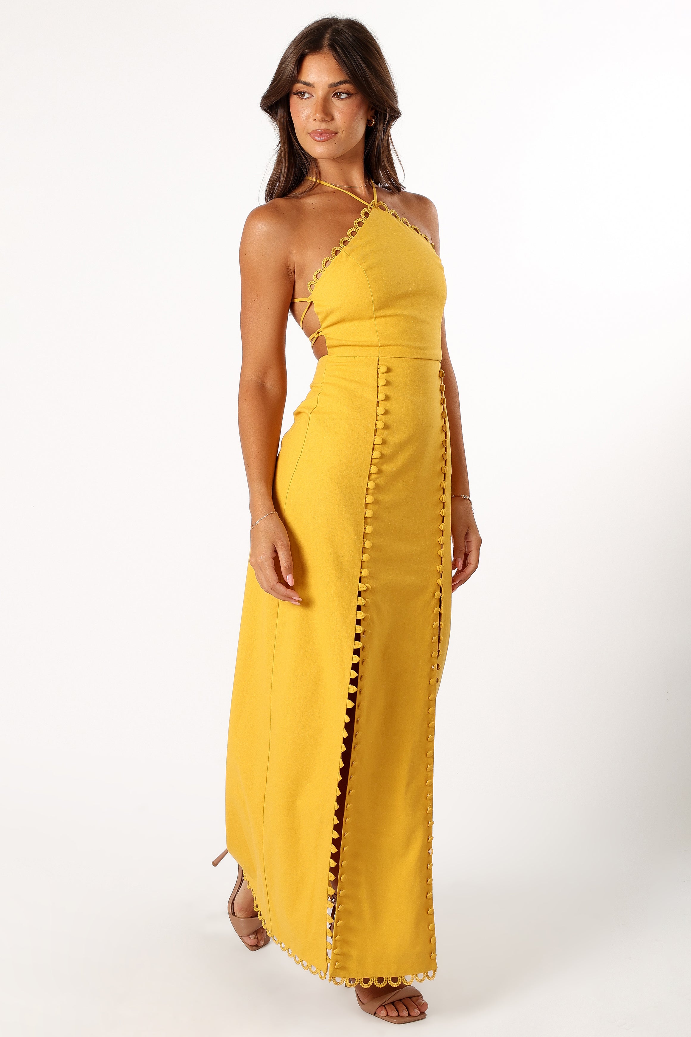 DRESSES @Zola Halterneck Maxi Dress - Dandelion