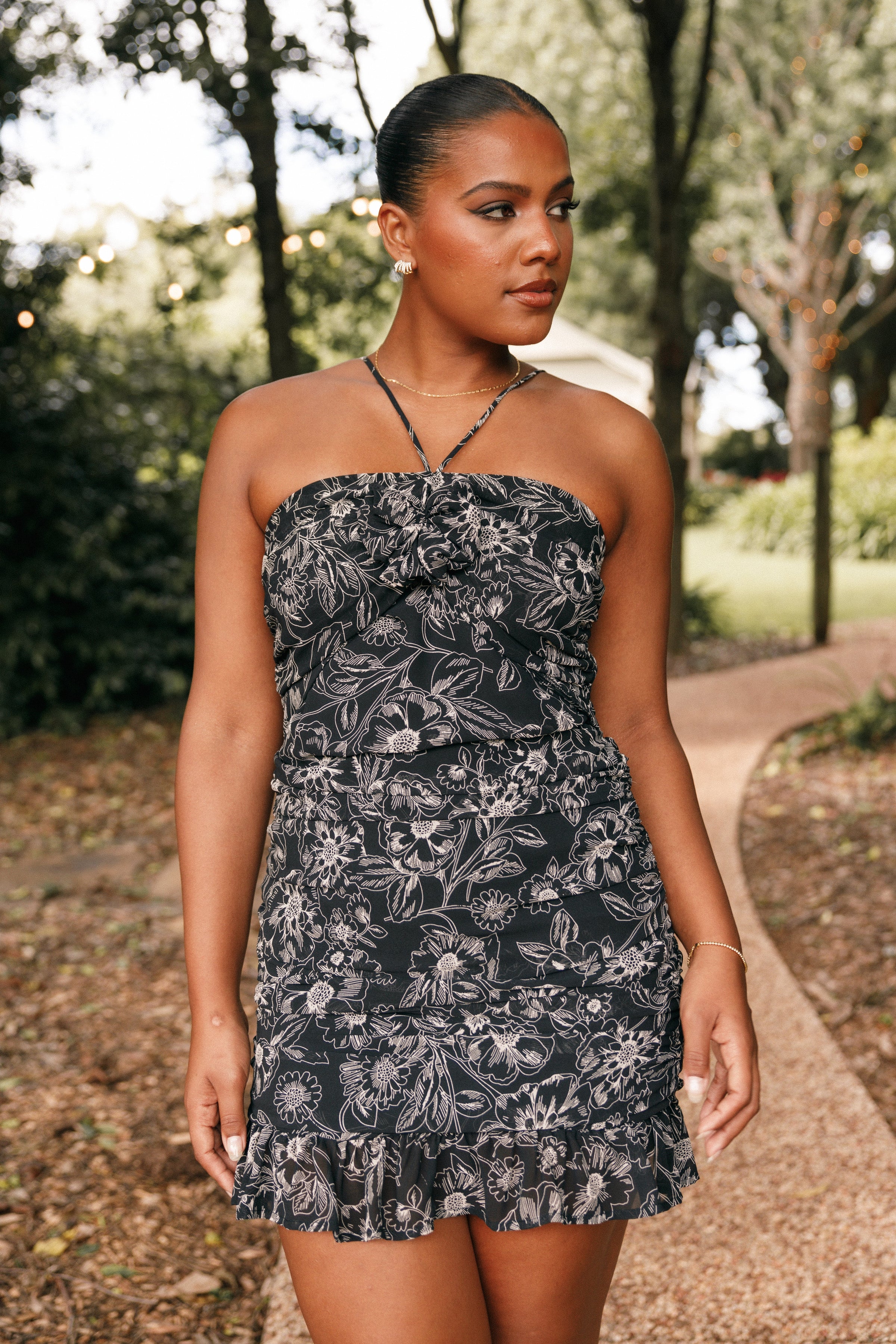 DRESSES Zuri Rosette Mini Dress - Black Floral