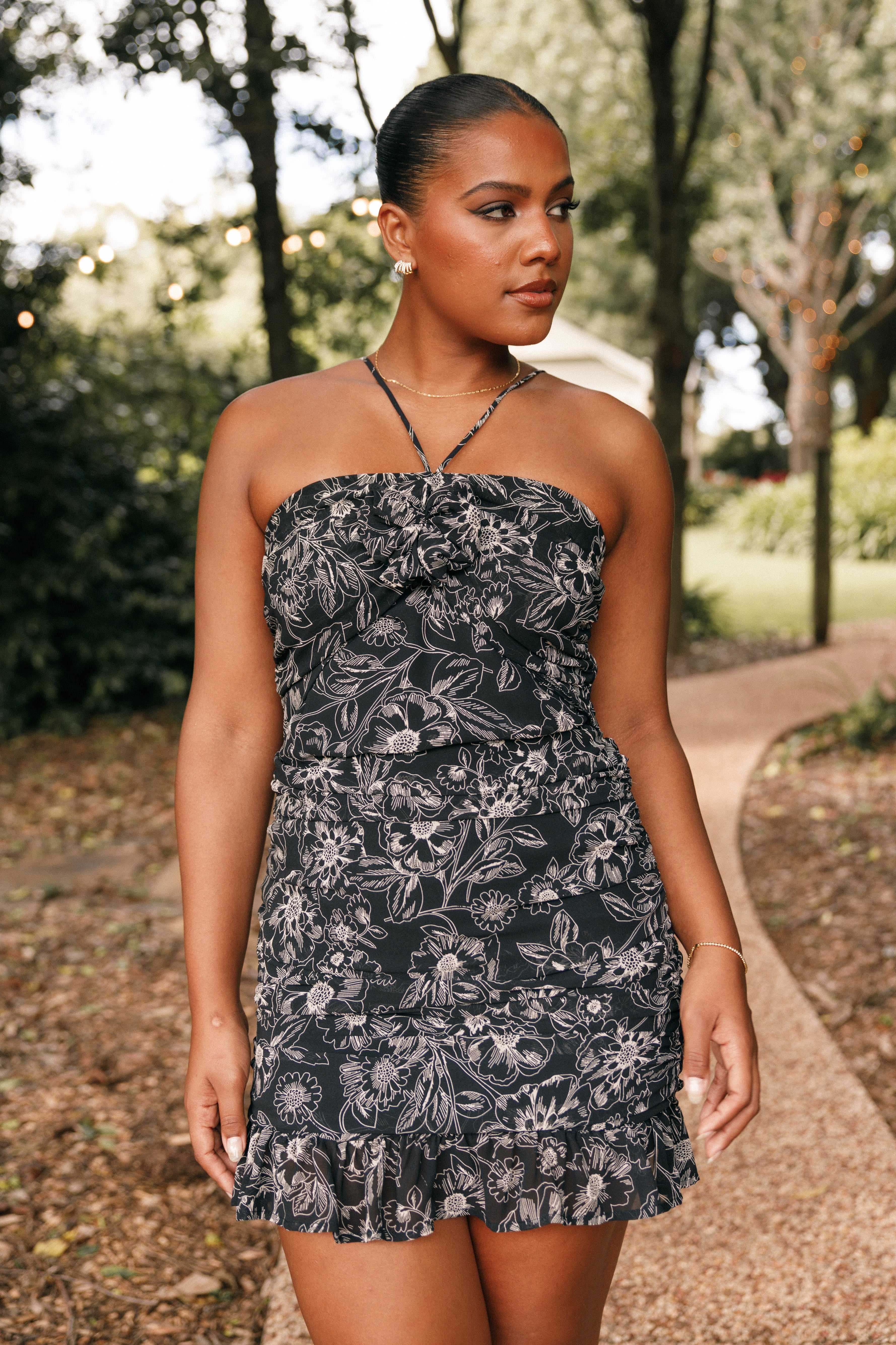 DRESSES Zuri Rosette Mini Dress - Black Floral