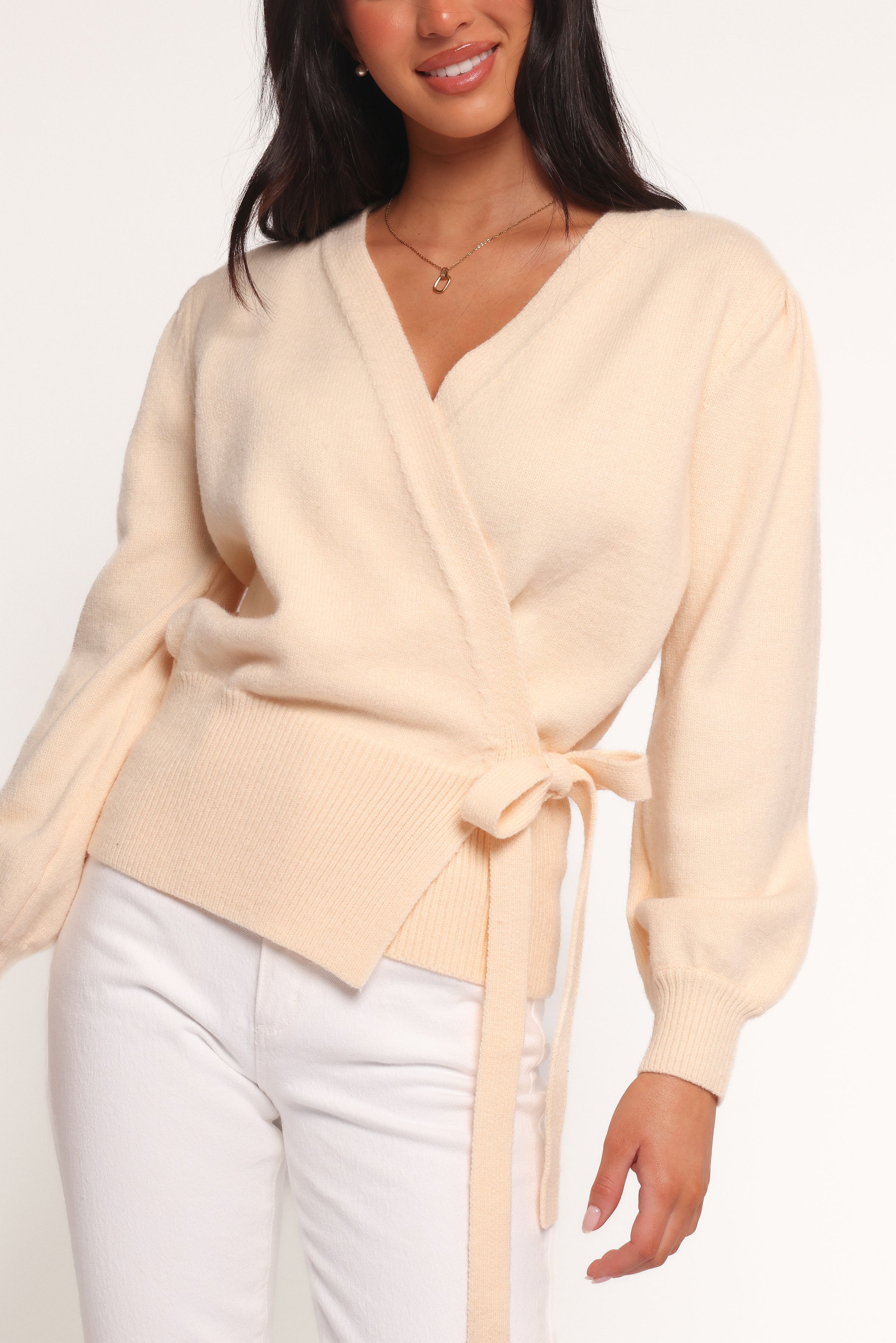 KNITWEAR Abbey Ballet Wrap Cardigan - Cream