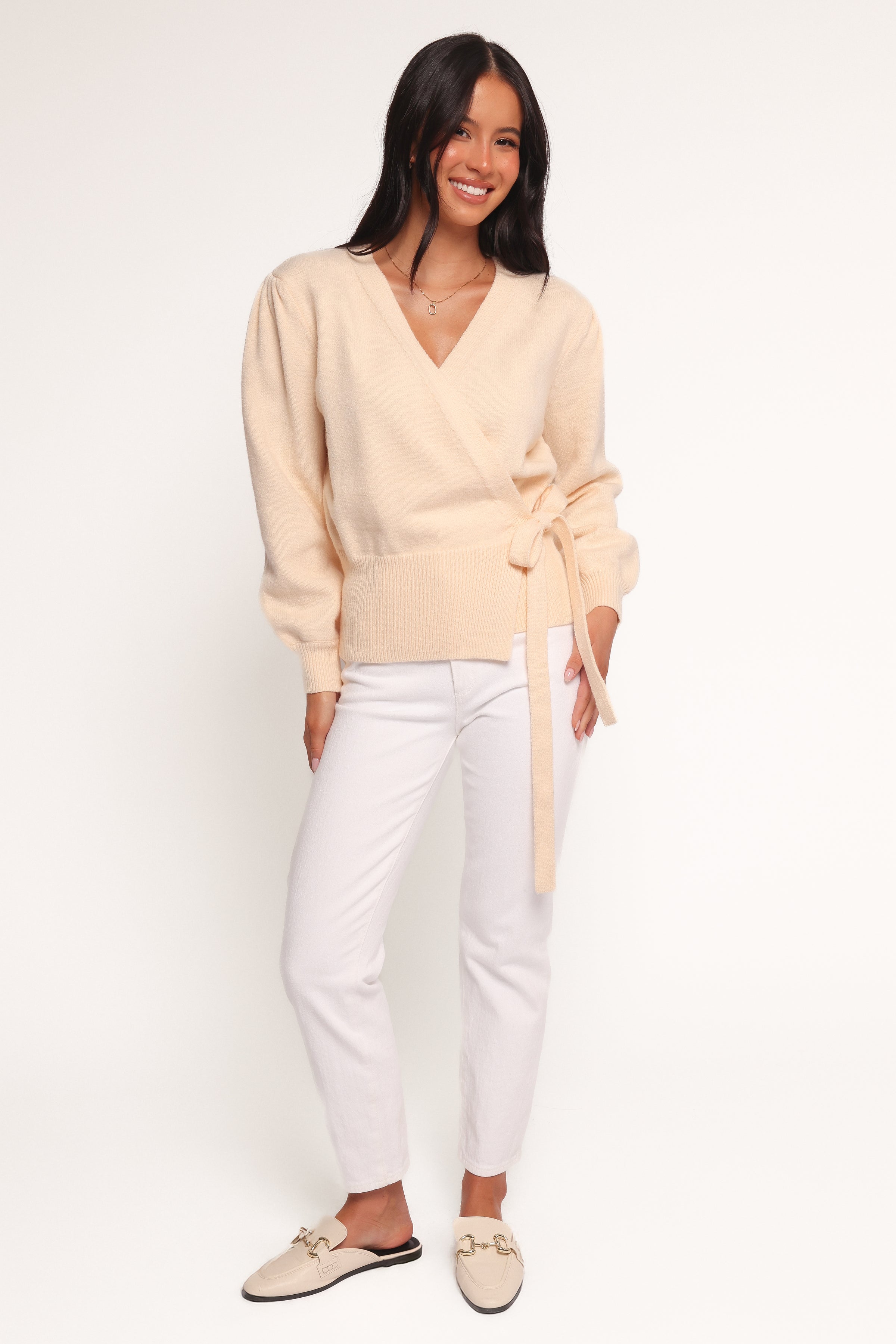 KNITWEAR Abbey Ballet Wrap Cardigan - Cream