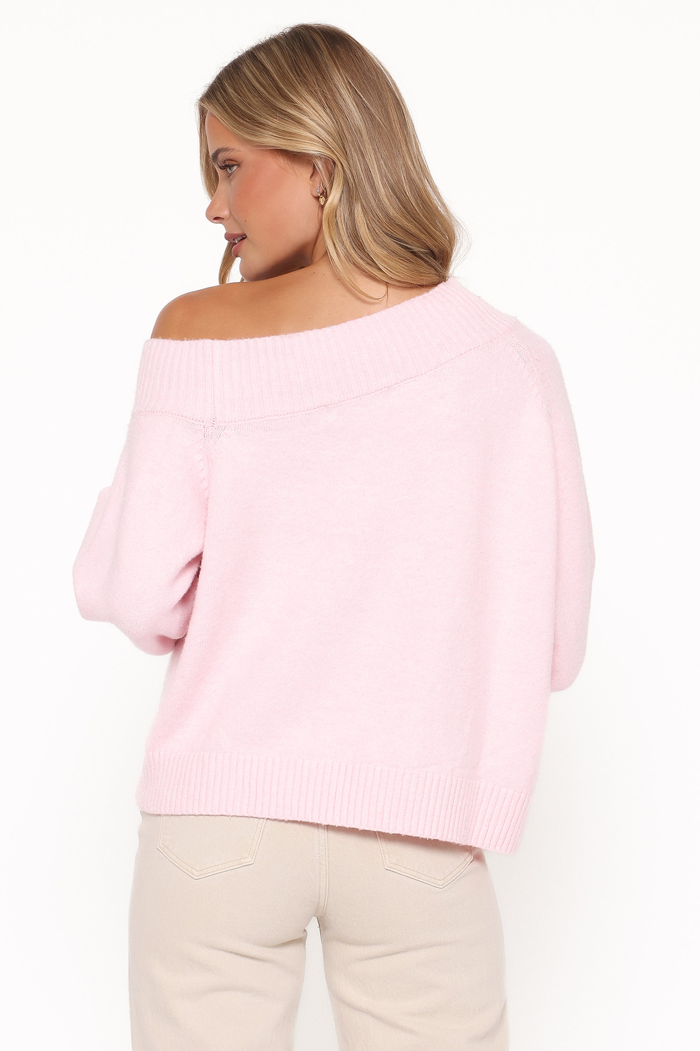 KNITWEAR Ailis Off Shoulder Sweater - Pink