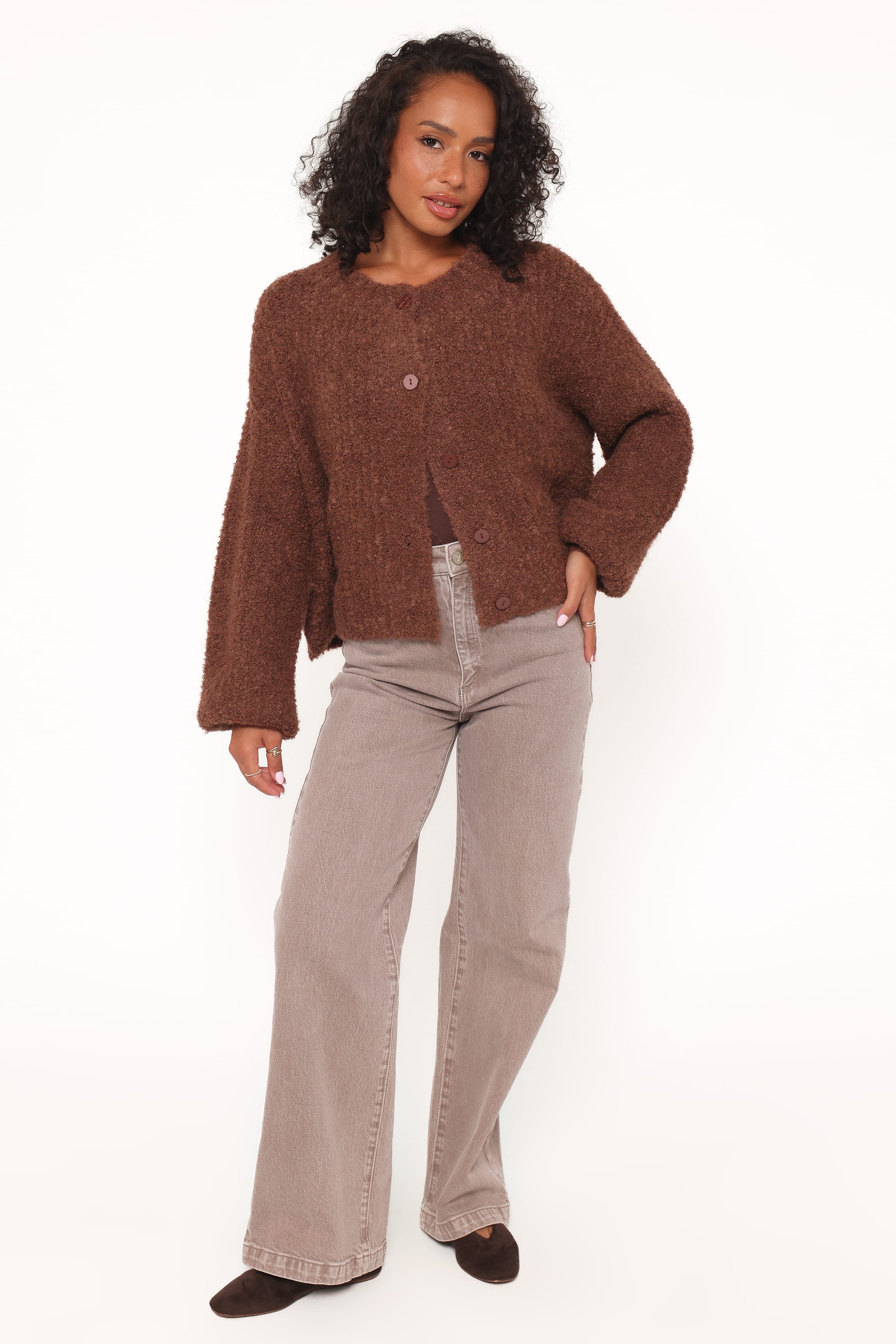 KNITWEAR Albertine Cardigan - Chocolate (HOLD FOR WK 14 THURS LAUNCH)