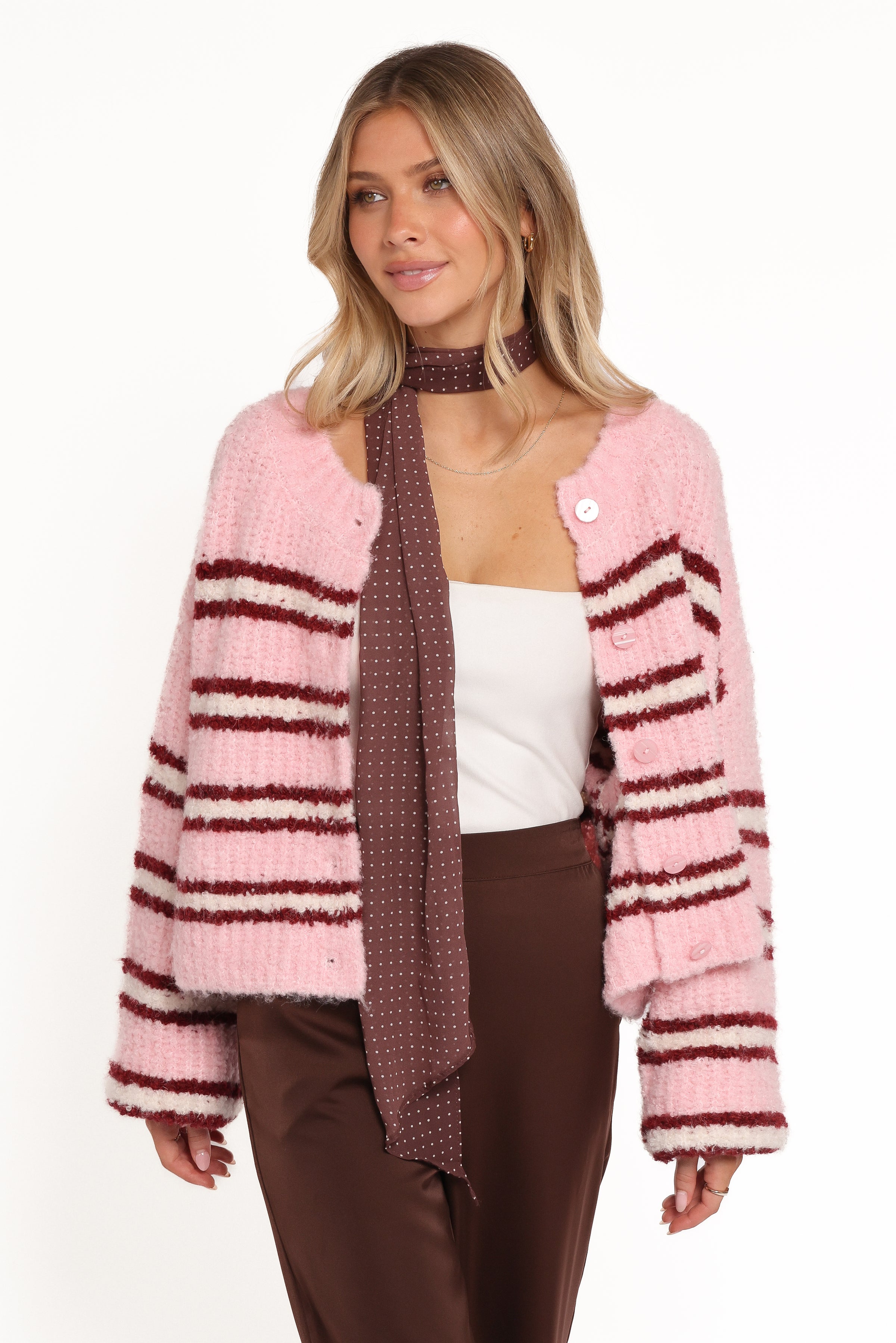 KNITWEAR Albertine Cardigan - Pink Stripe