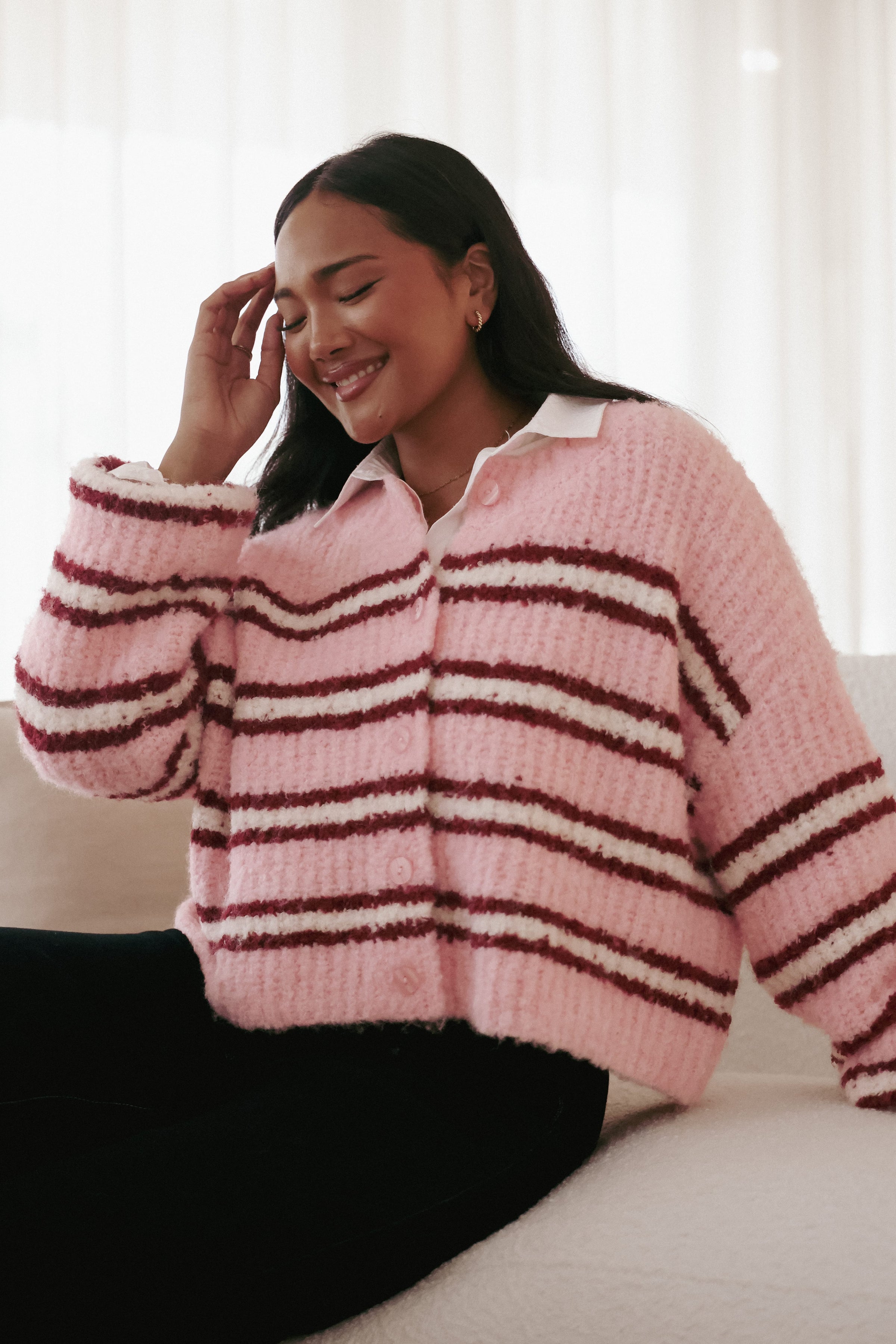 KNITWEAR Albertine Cardigan - Pink Stripe