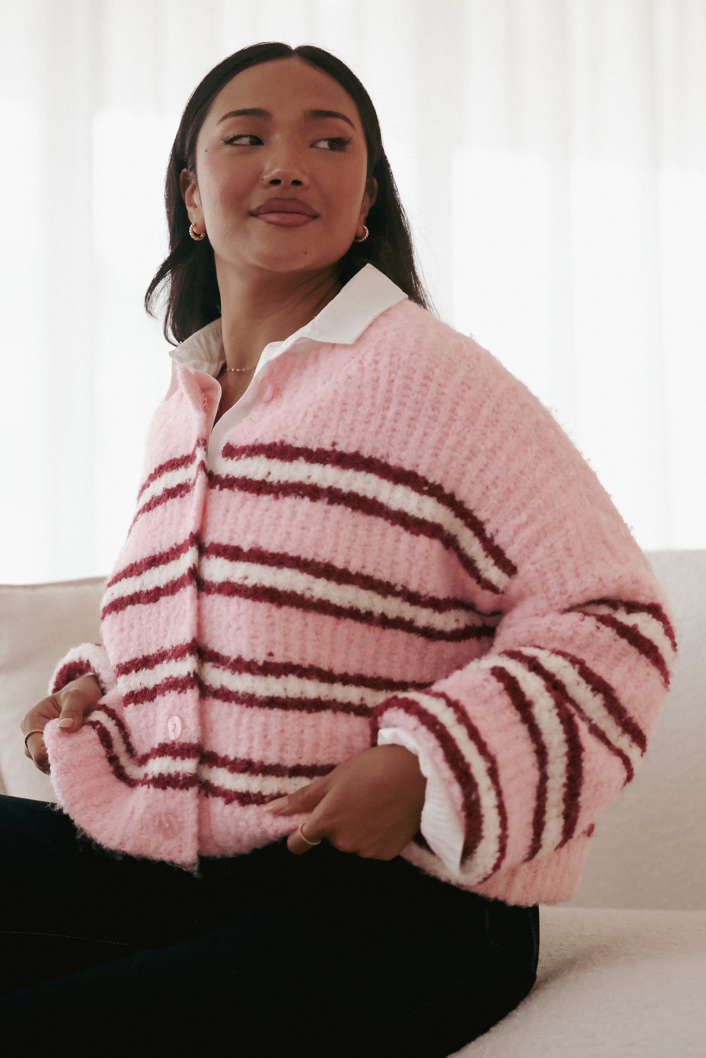 KNITWEAR Albertine Cardigan - Pink Stripe