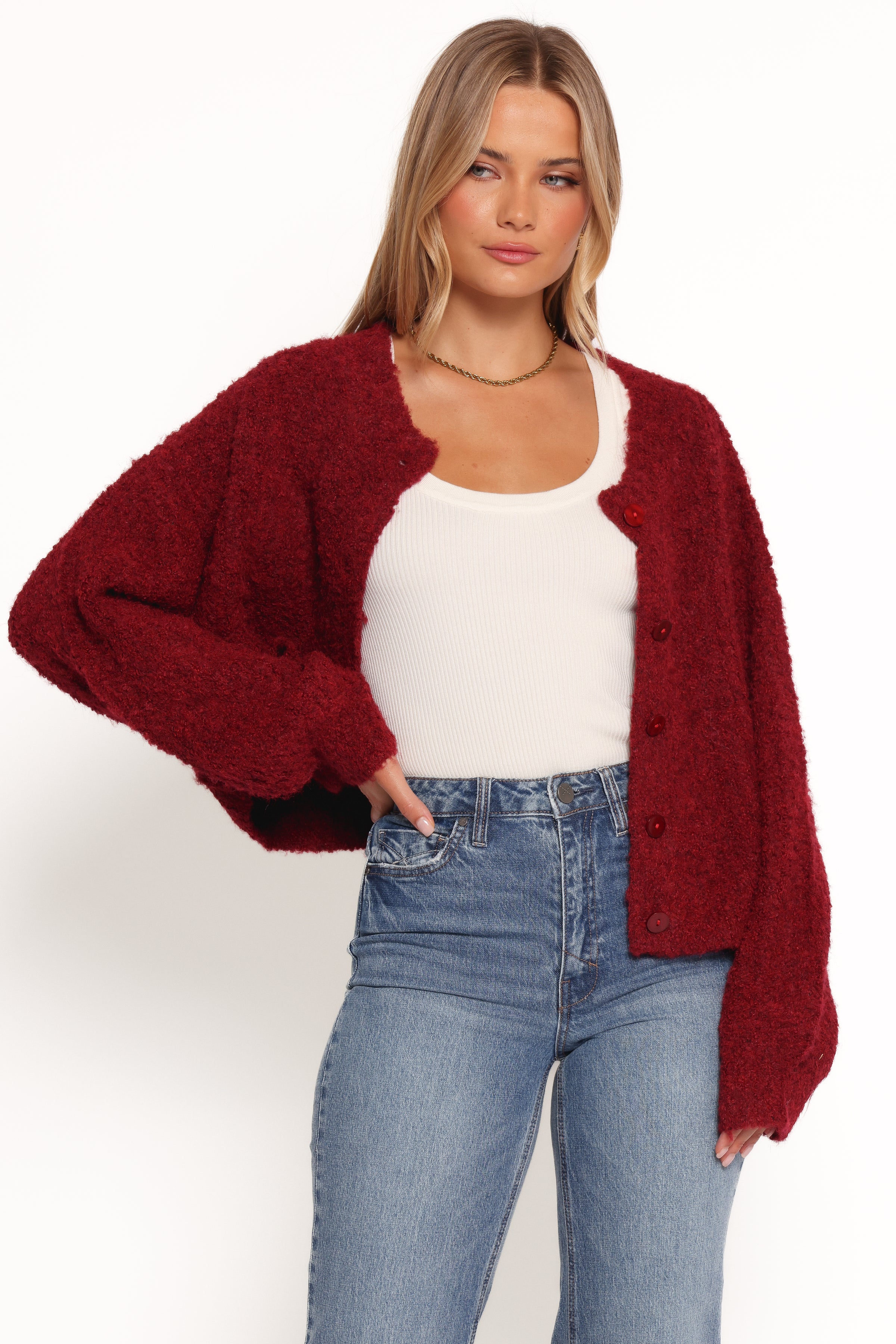 KNITWEAR Albertine Cardigan - Wine