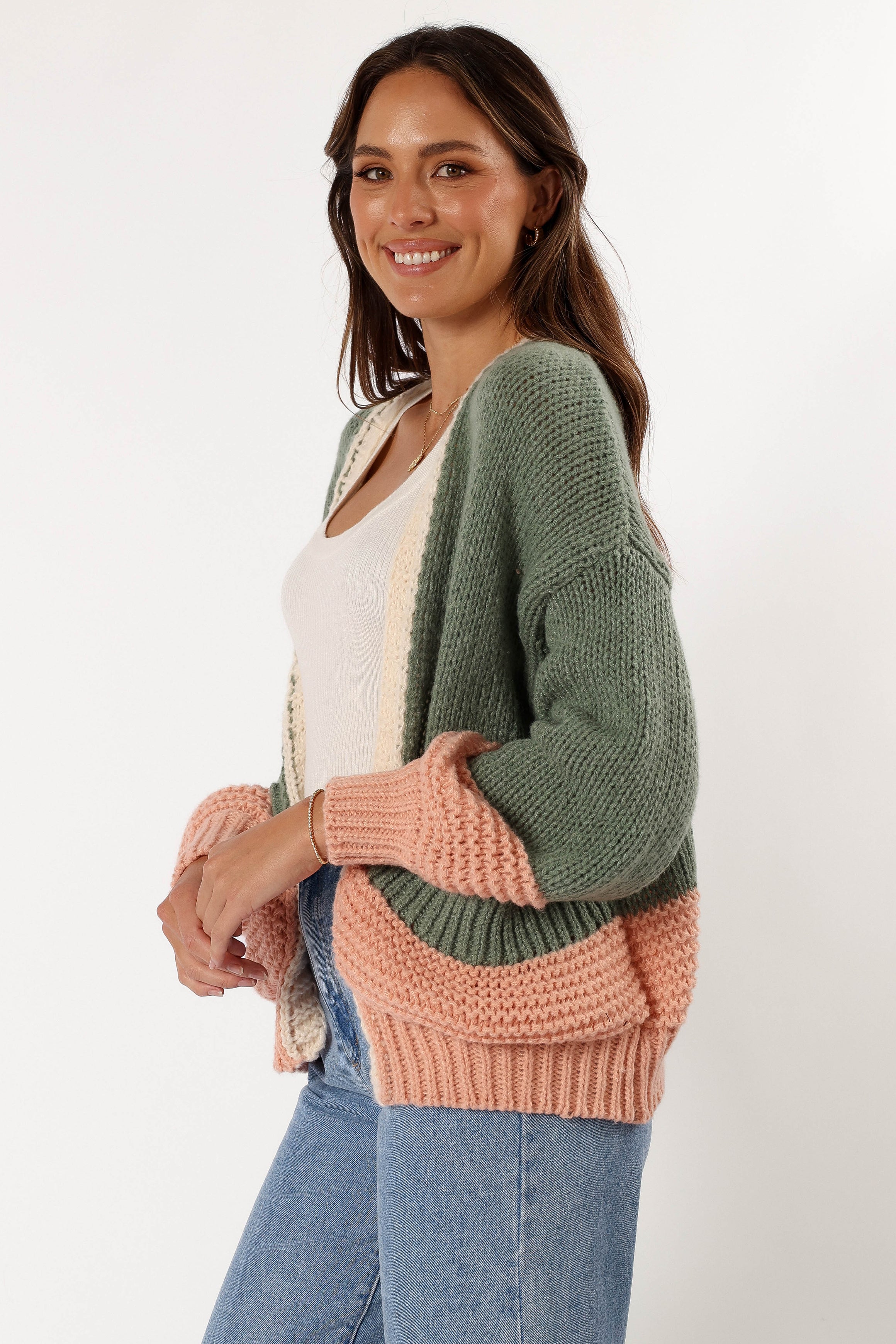 KNITWEAR Alma Open Front Cardigan - Green