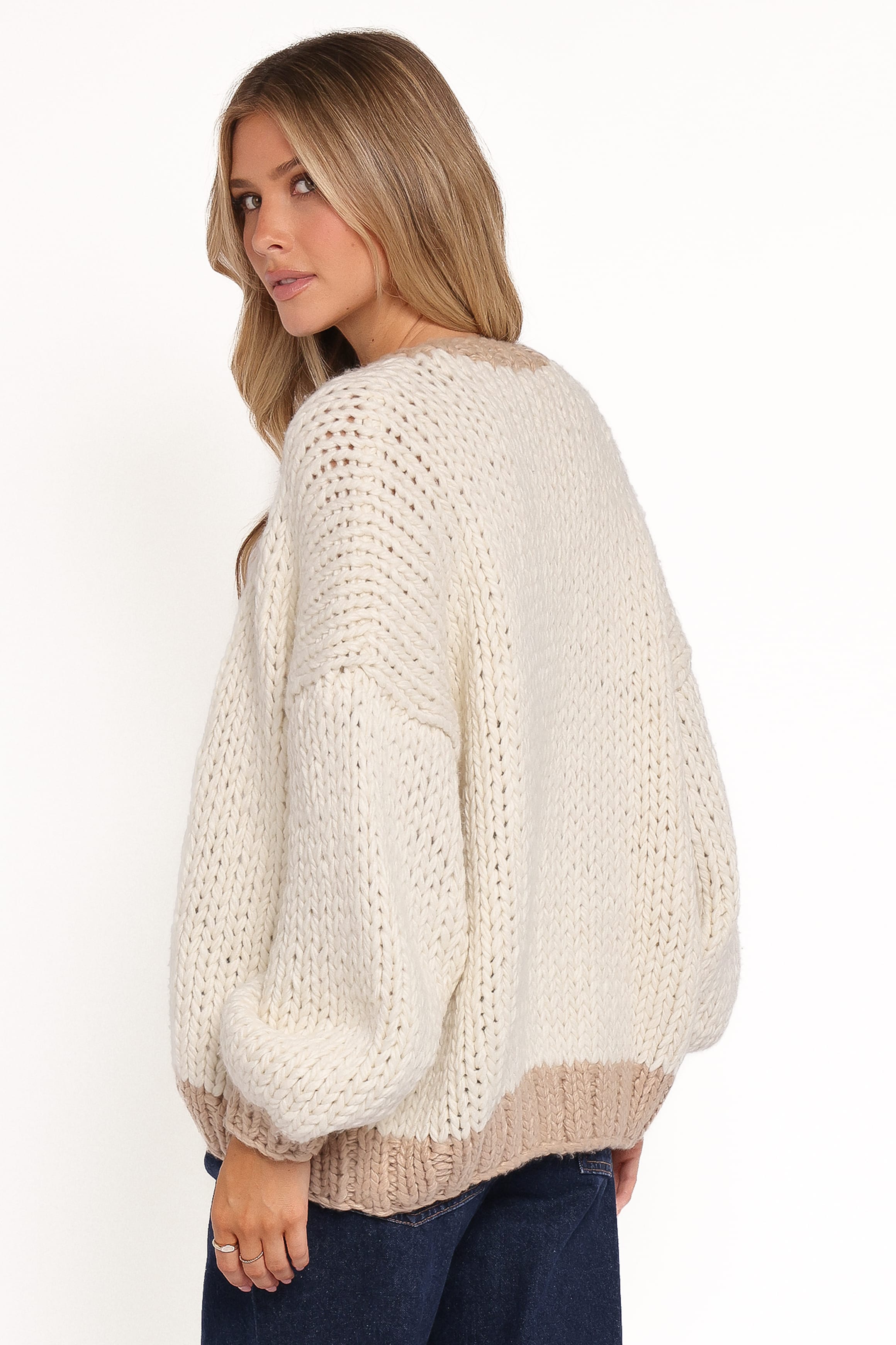 KNITWEAR Anige Contrast Trim Cardigan - Cream