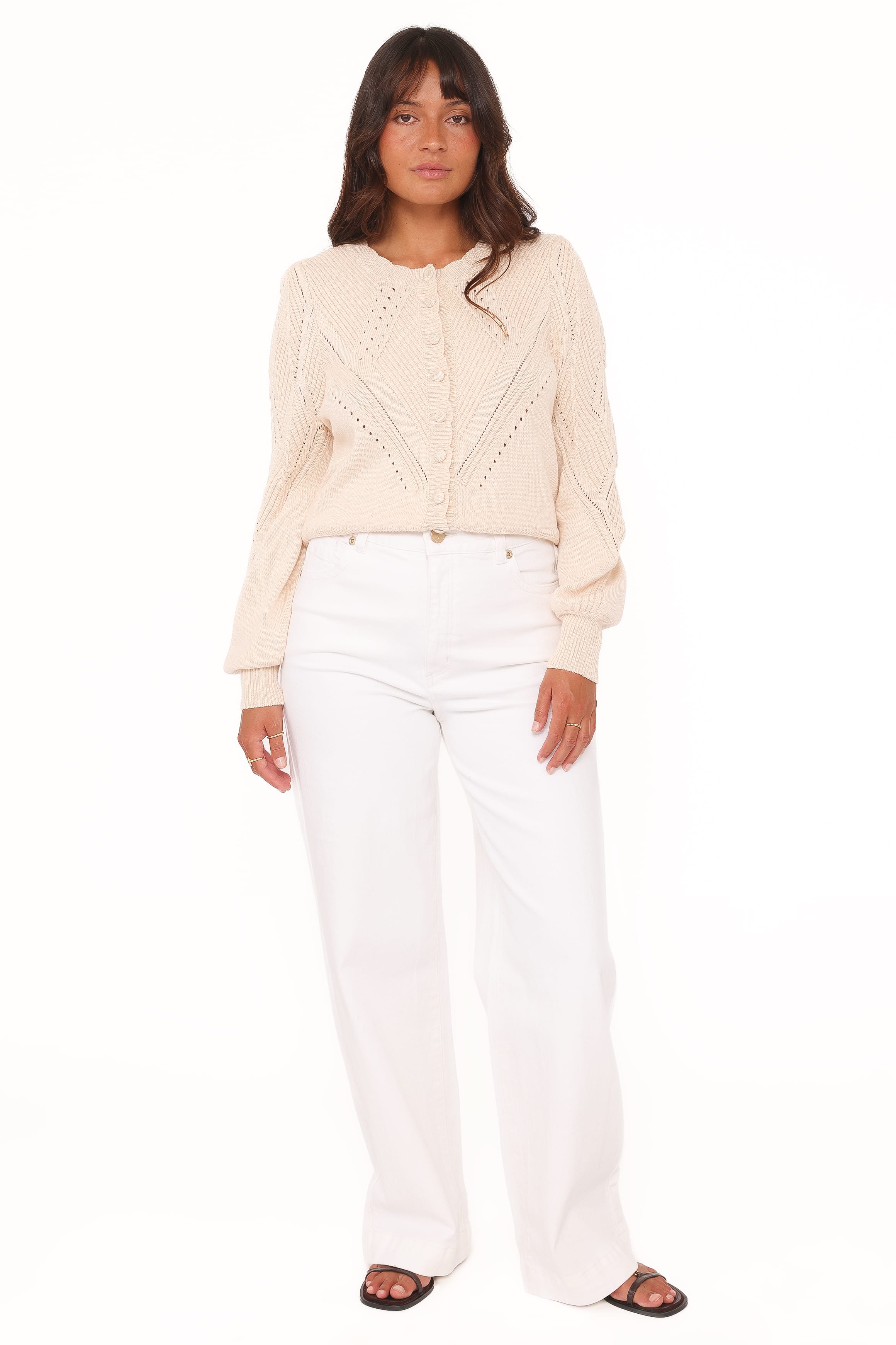 KNITWEAR Annika Puff Sleeve Cardigan - Cream