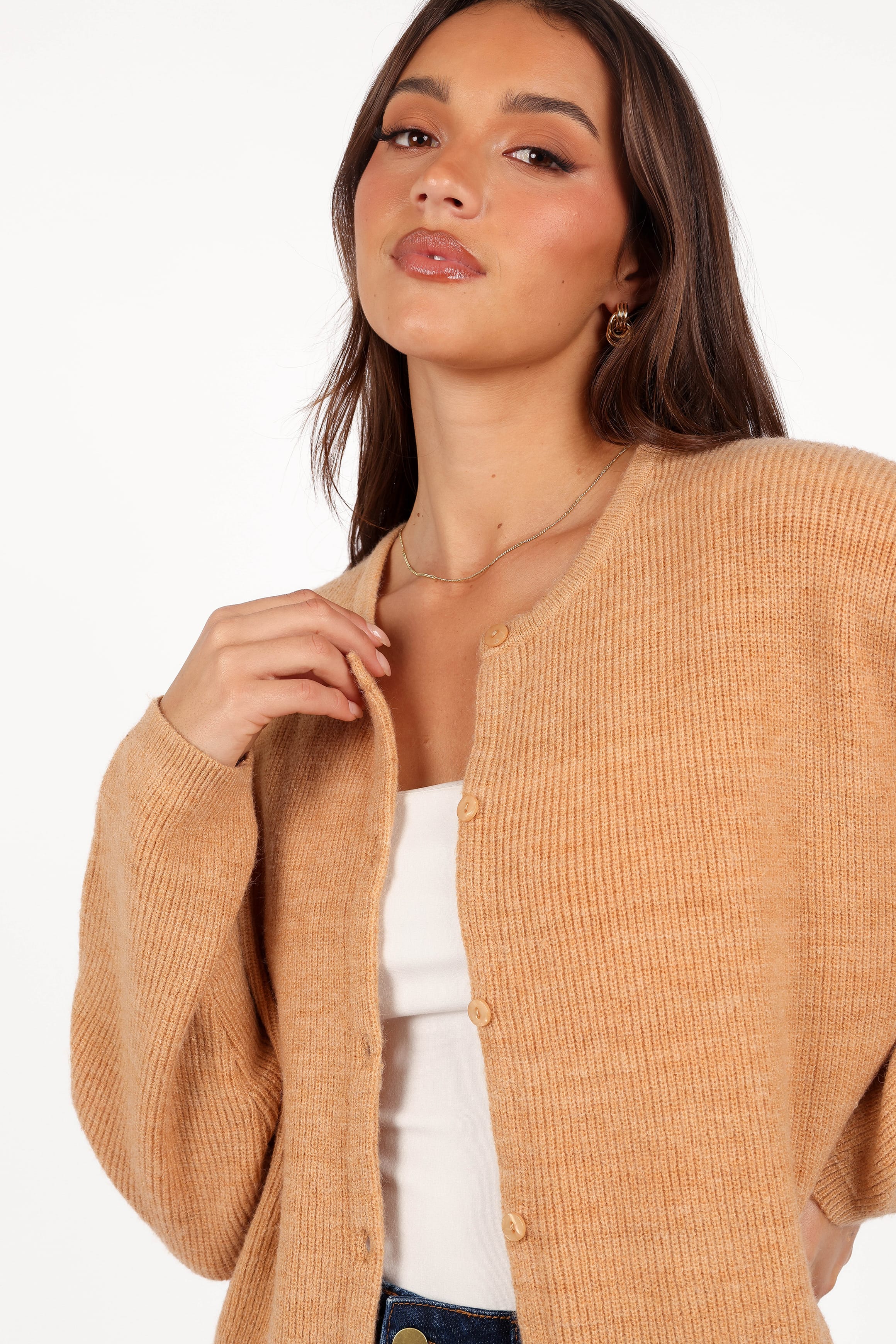 KNITWEAR Astor Classic Button Up Cardigan - Caramel