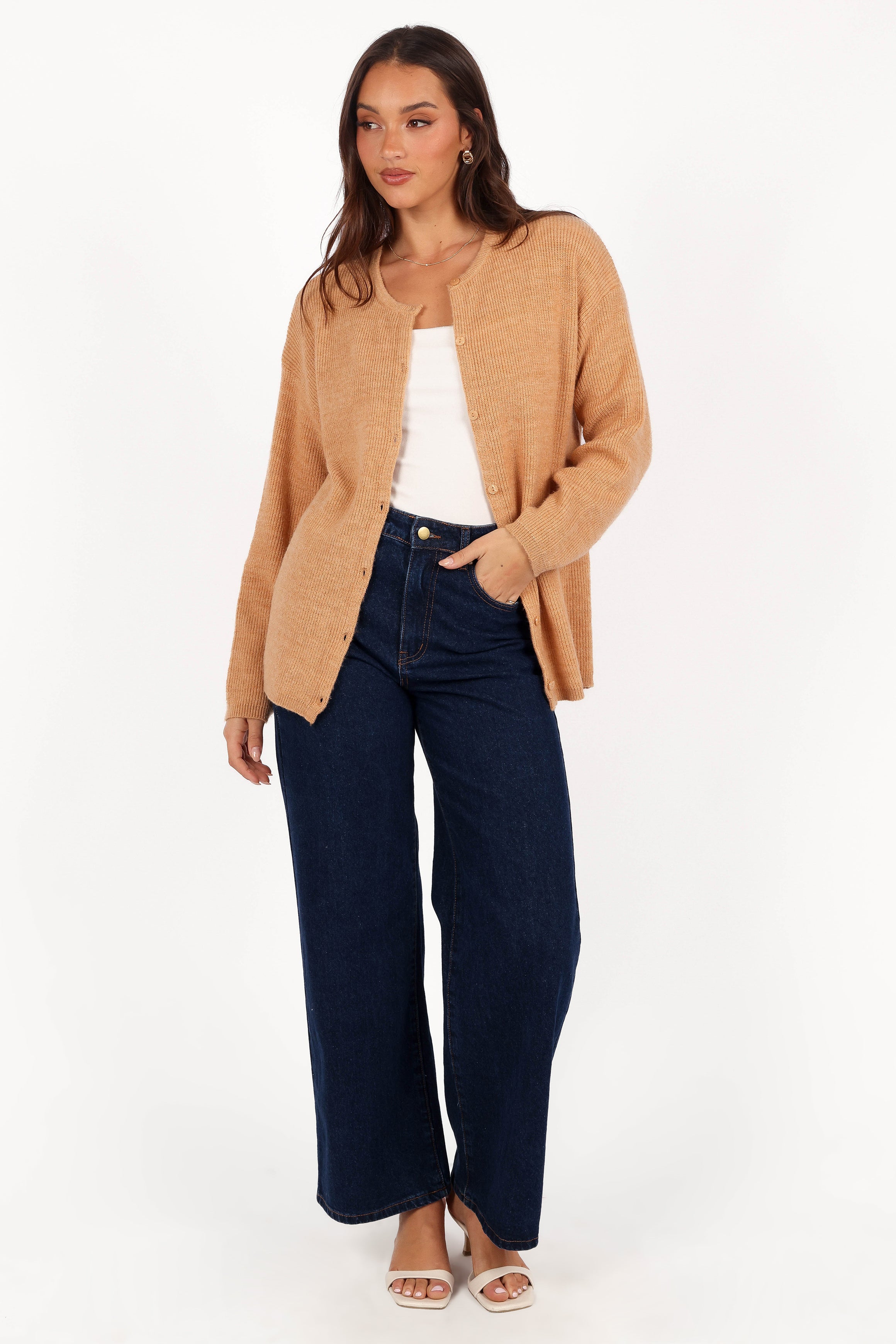 KNITWEAR Astor Classic Button Up Cardigan - Caramel