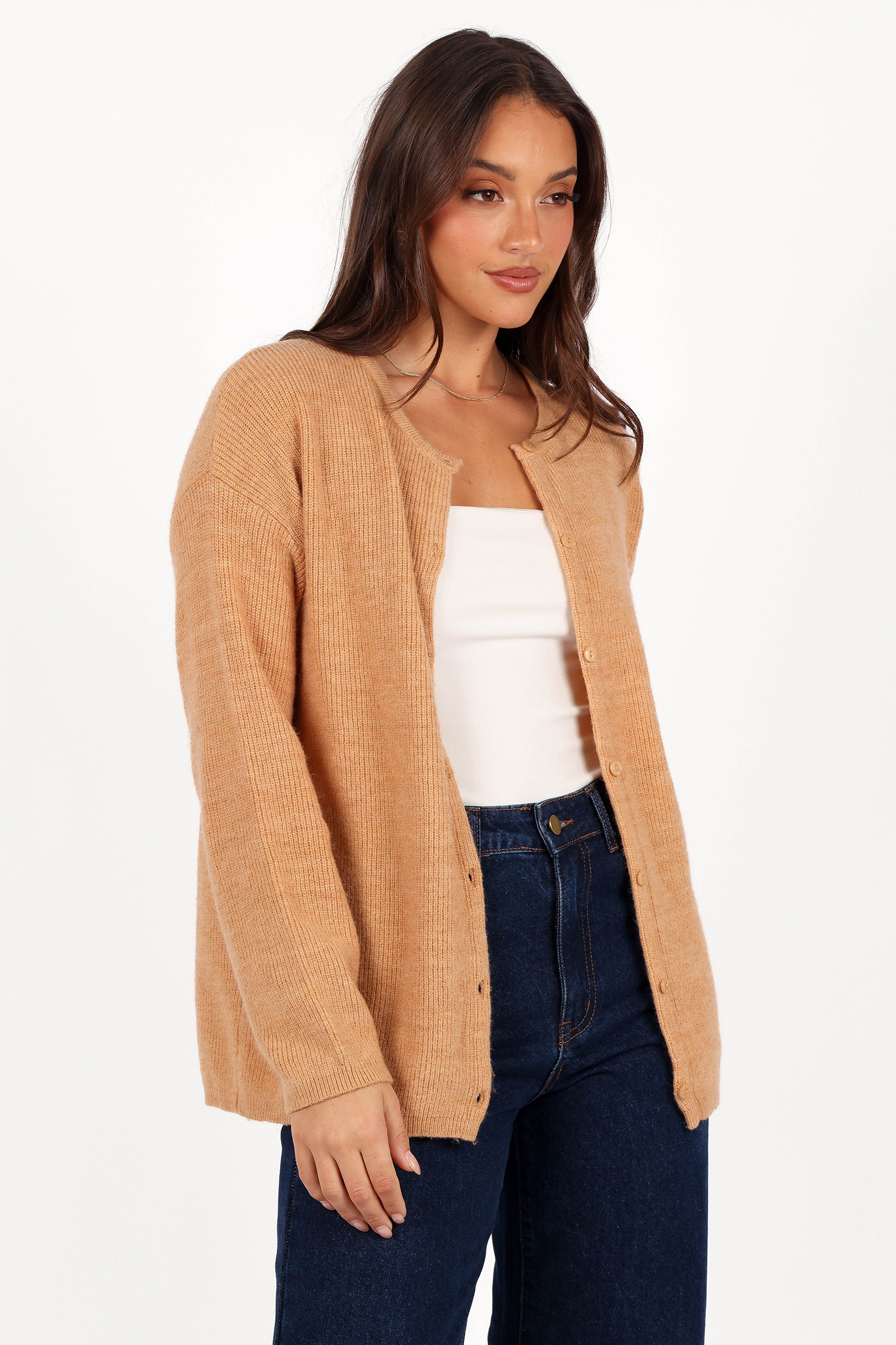KNITWEAR Astor Classic Button Up Cardigan - Caramel