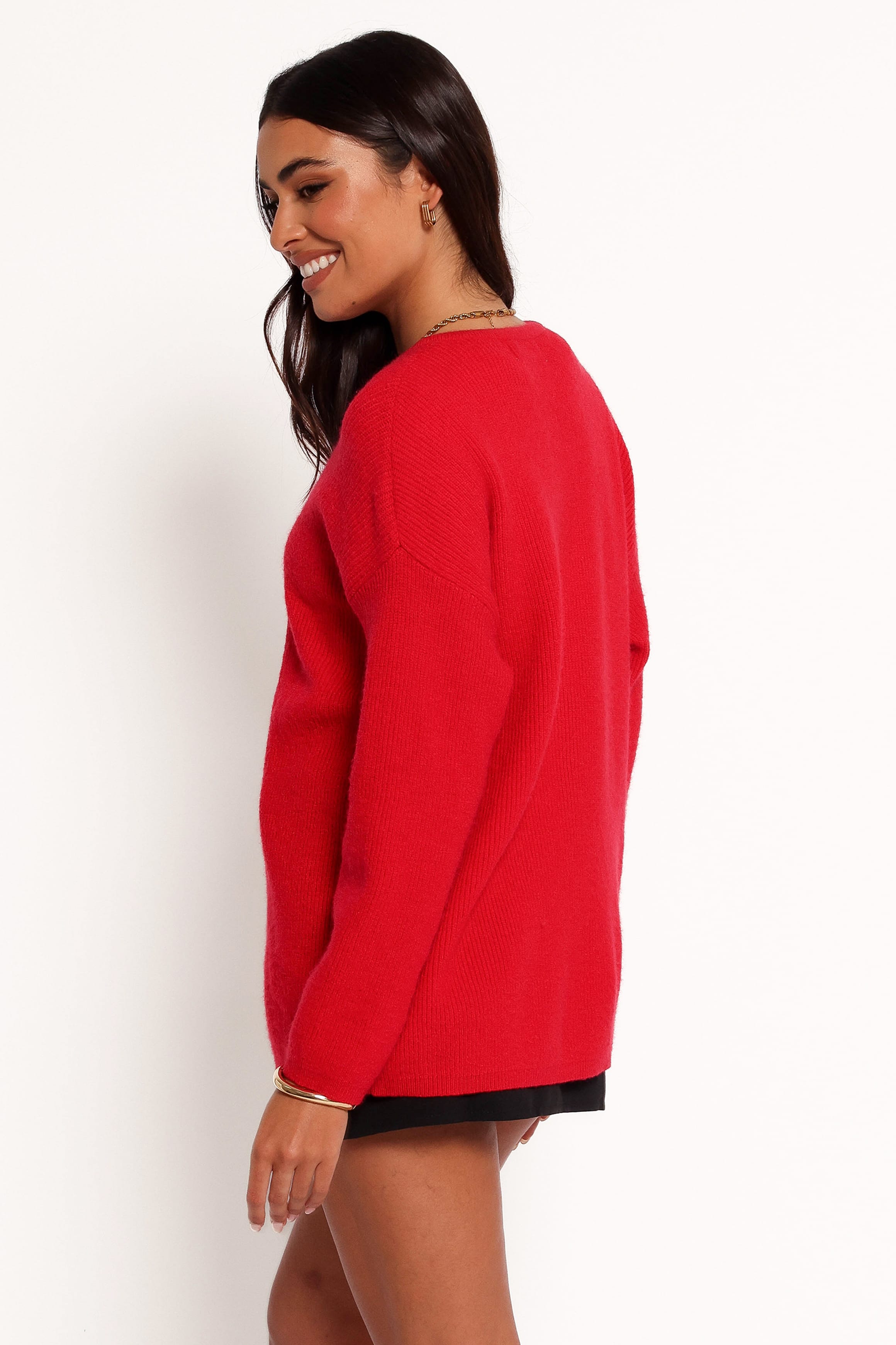 KNITWEAR Astor Classic Button Up Cardigan - Red