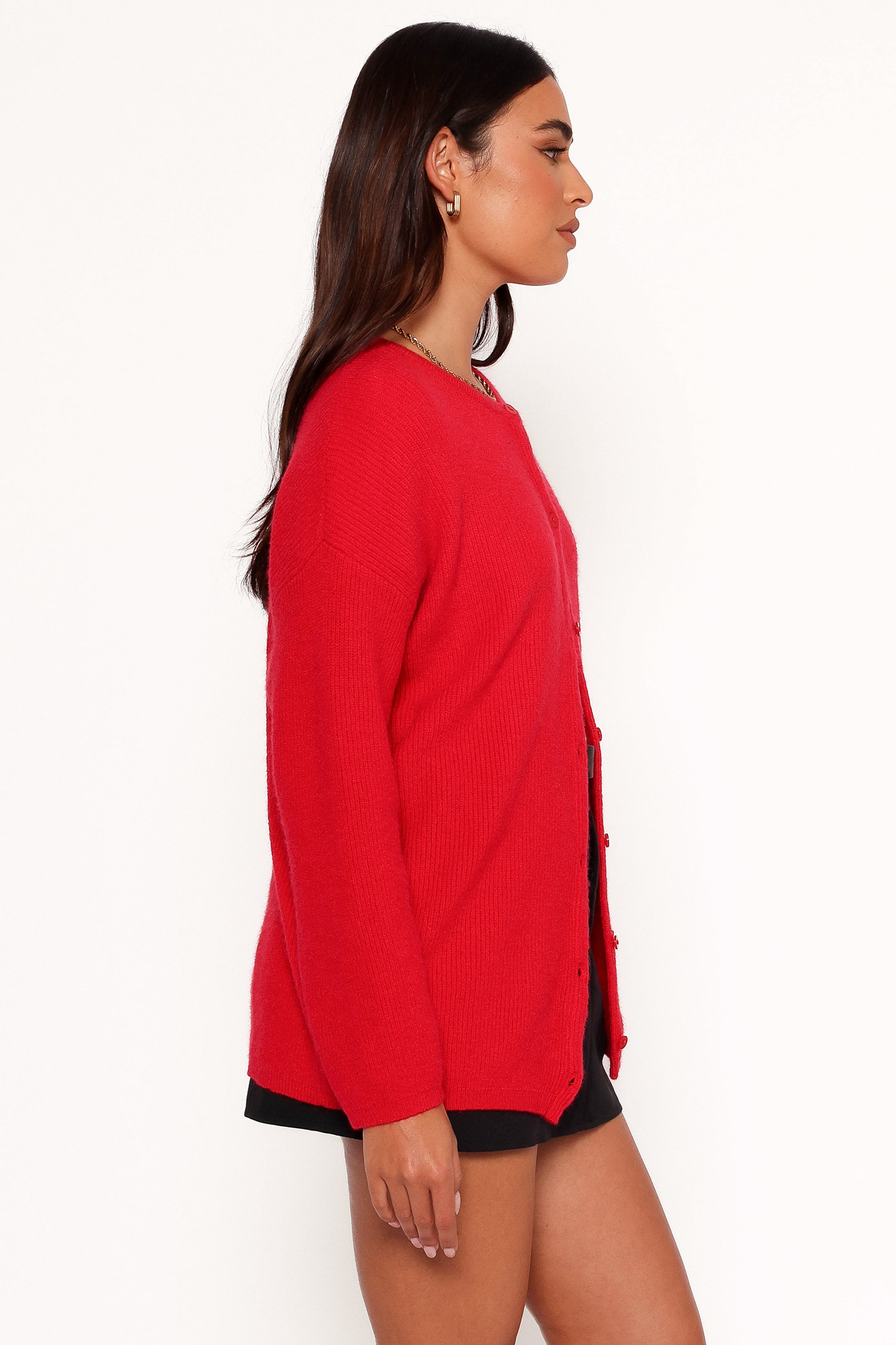 KNITWEAR Astor Classic Button Up Cardigan - Red