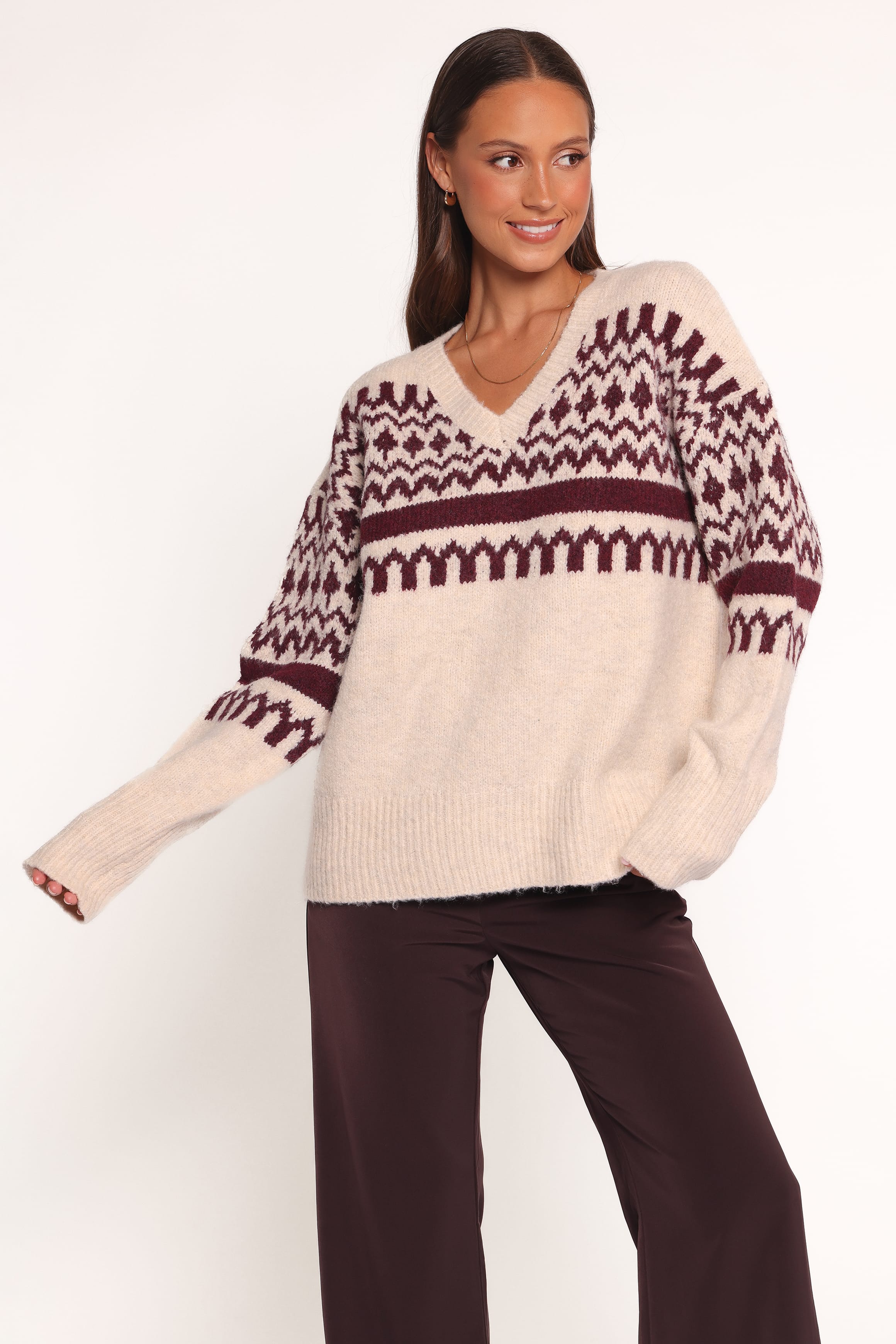 KNITWEAR Astrid Sweater - Beige Cherry