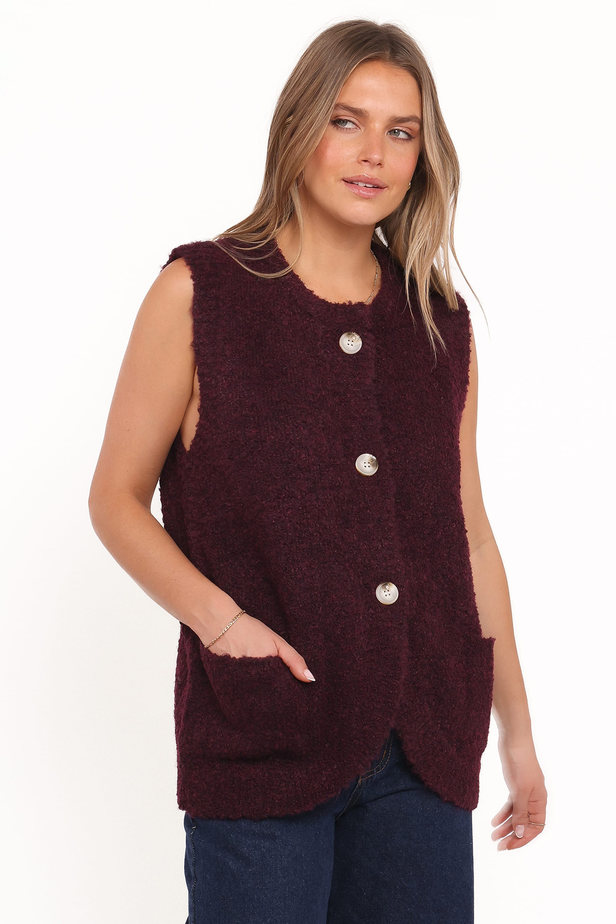 KNITWEAR Avery Knit Vest - Wine