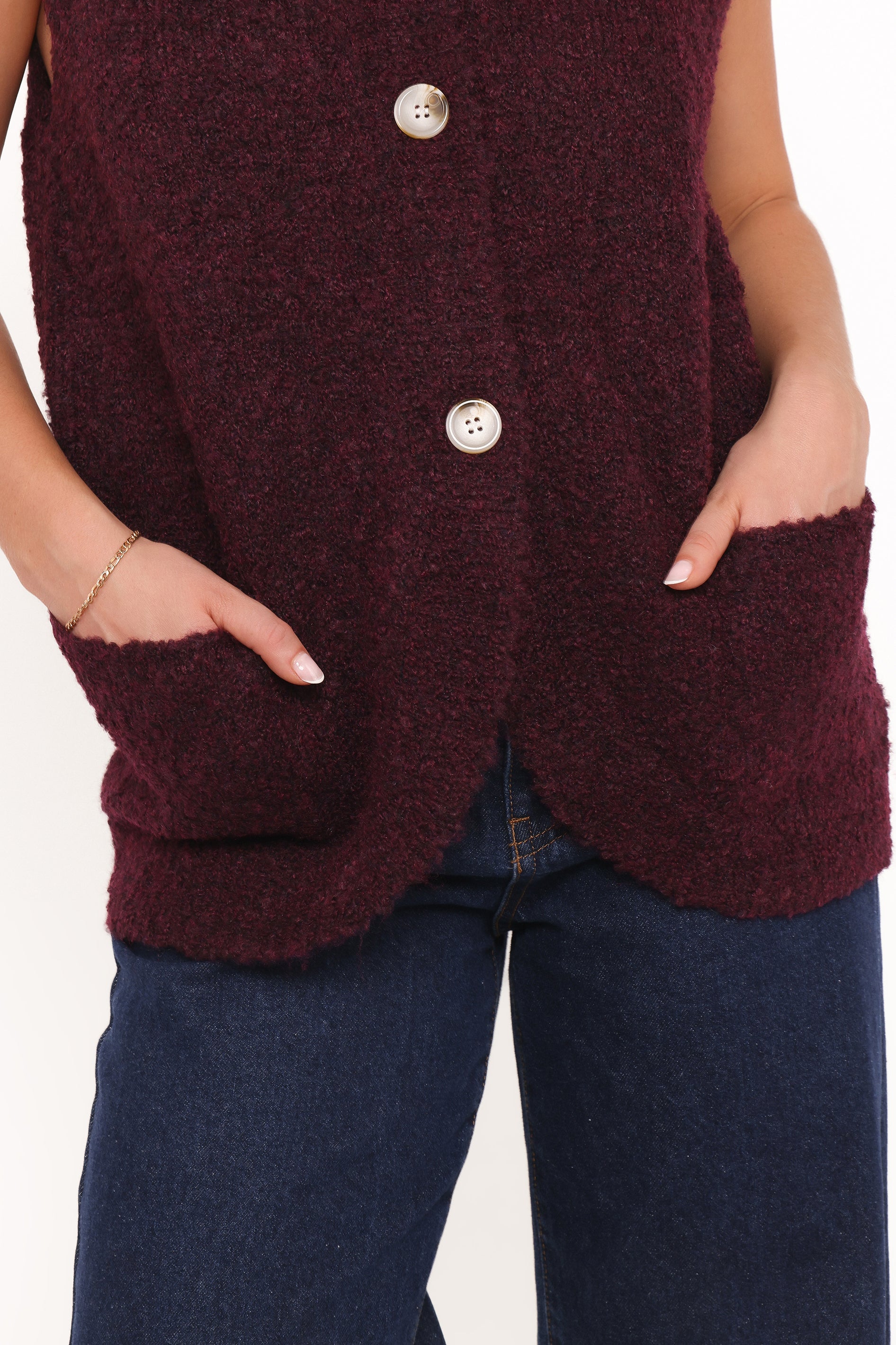 KNITWEAR Avery Knit Vest - Wine