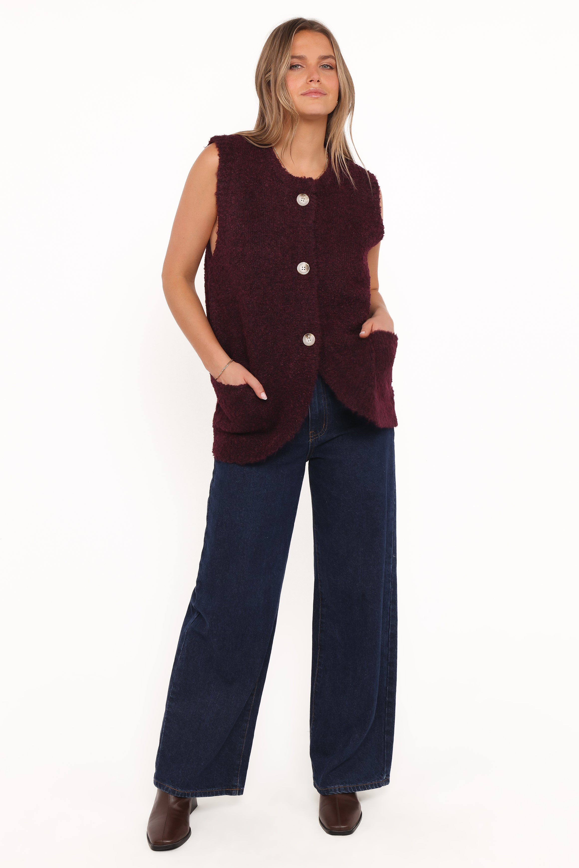KNITWEAR Avery Knit Vest - Wine