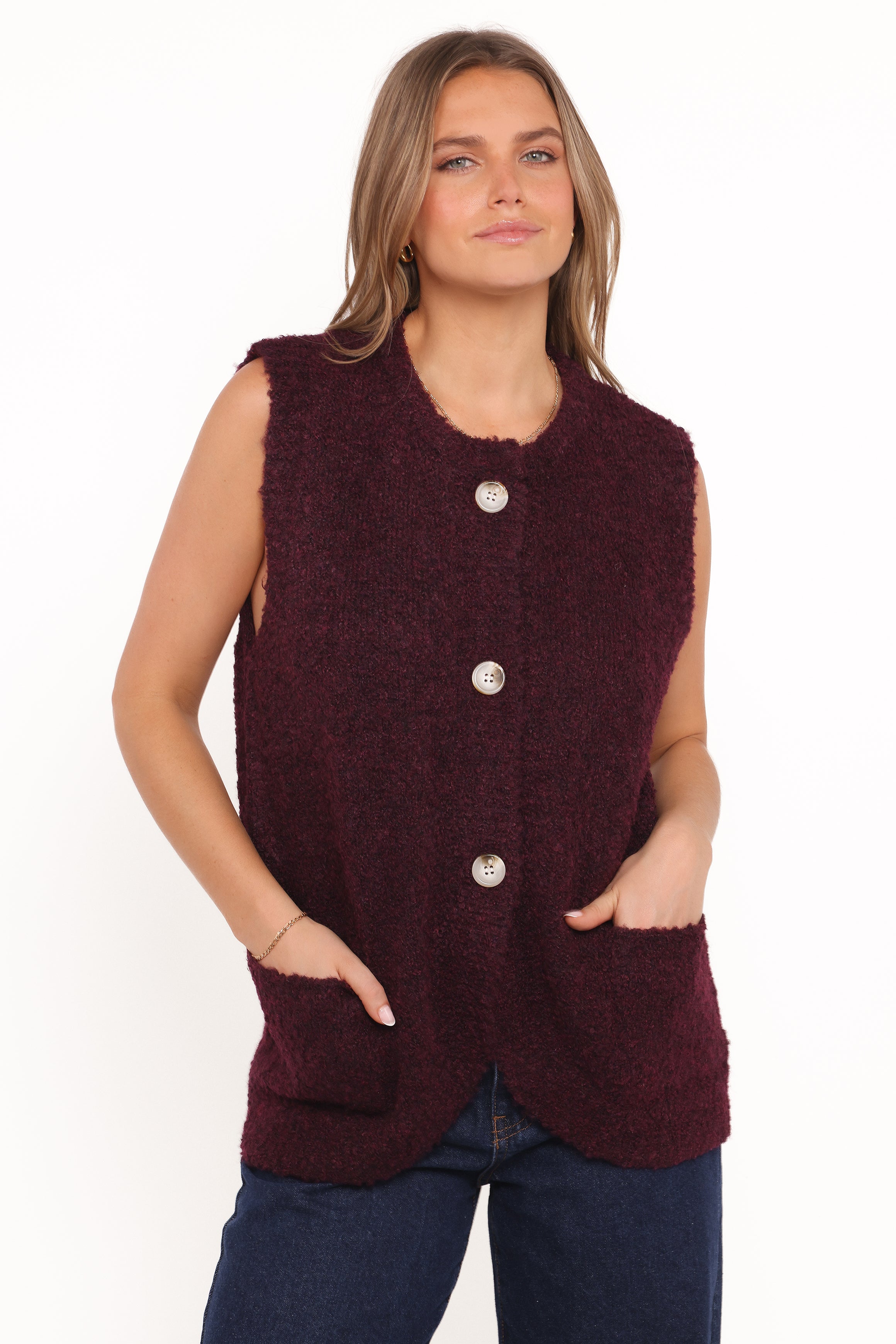 KNITWEAR Avery Knit Vest - Wine
