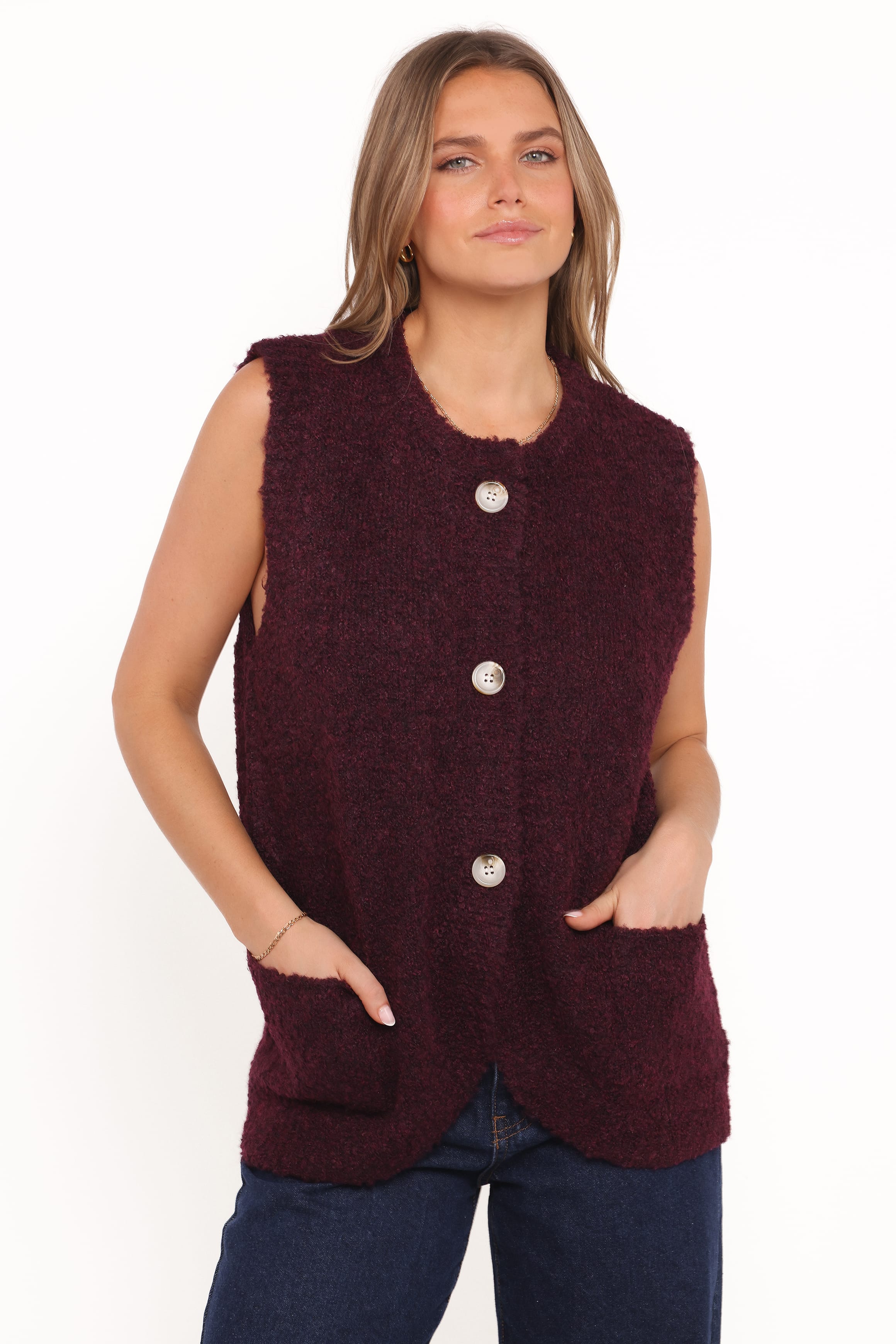 KNITWEAR Avery Knit Vest - Wine