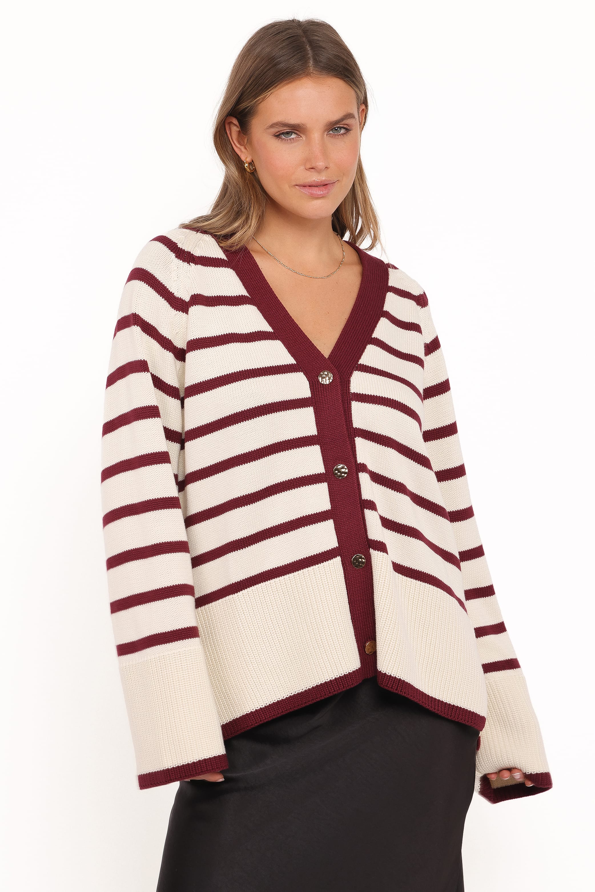 KNITWEAR Aydee Cardigan - Cherry Stripe