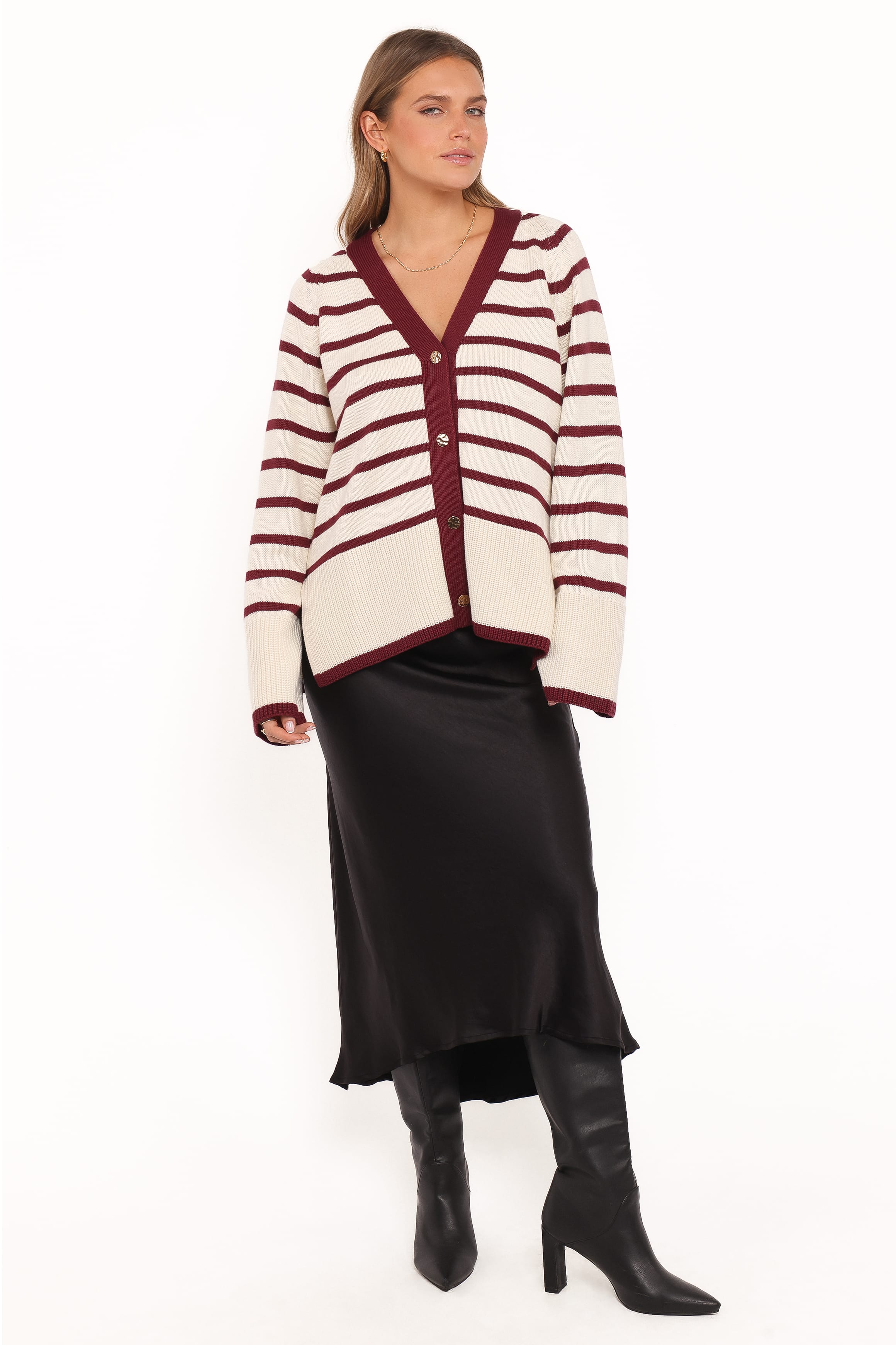 KNITWEAR Aydee Cardigan - Cherry Stripe