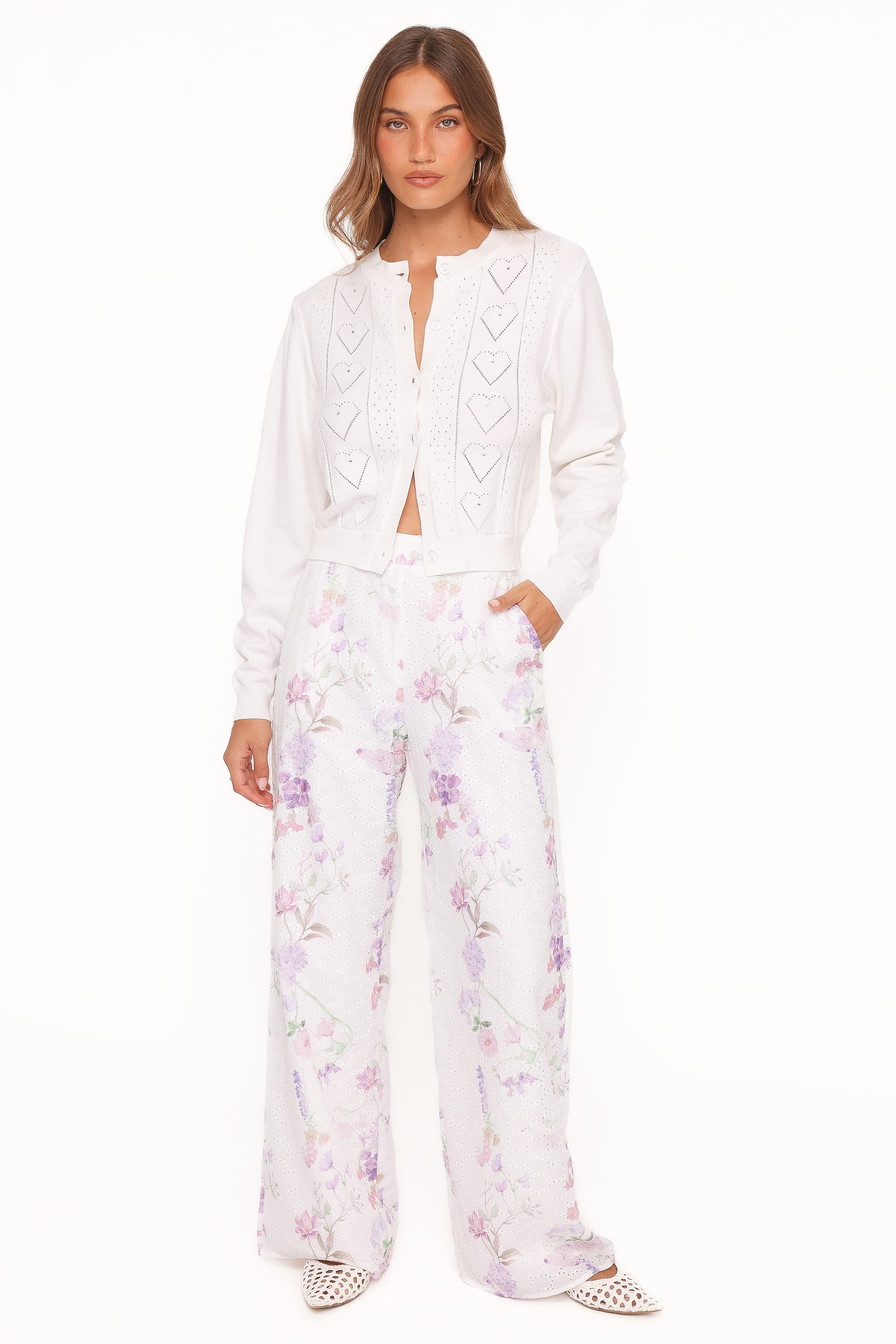 KNITWEAR Baylie Pointelle Cardigan - White