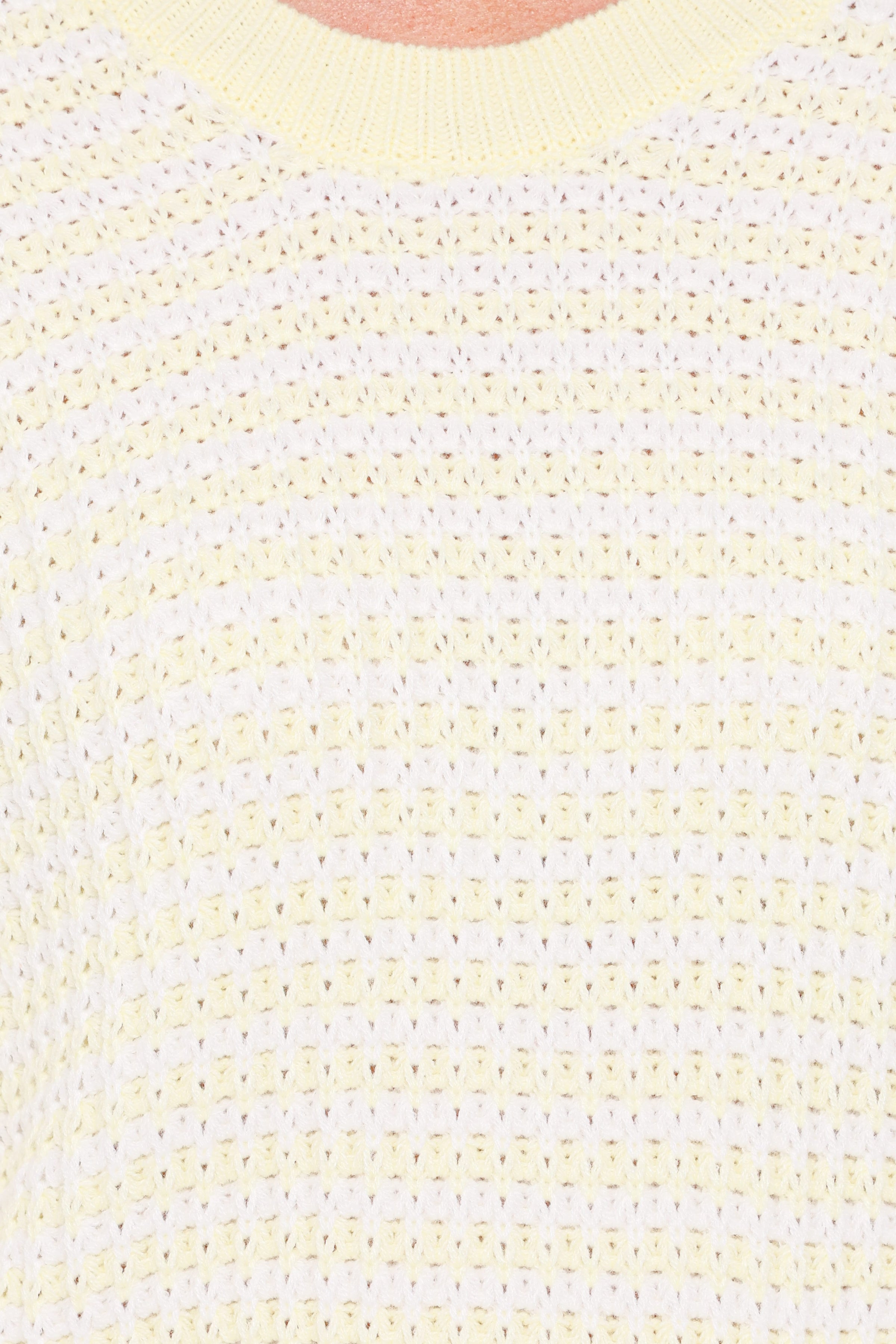 KNITWEAR Becca Crewneck Waffle Stitch Stripe Knit Sweater - Butter Yellow