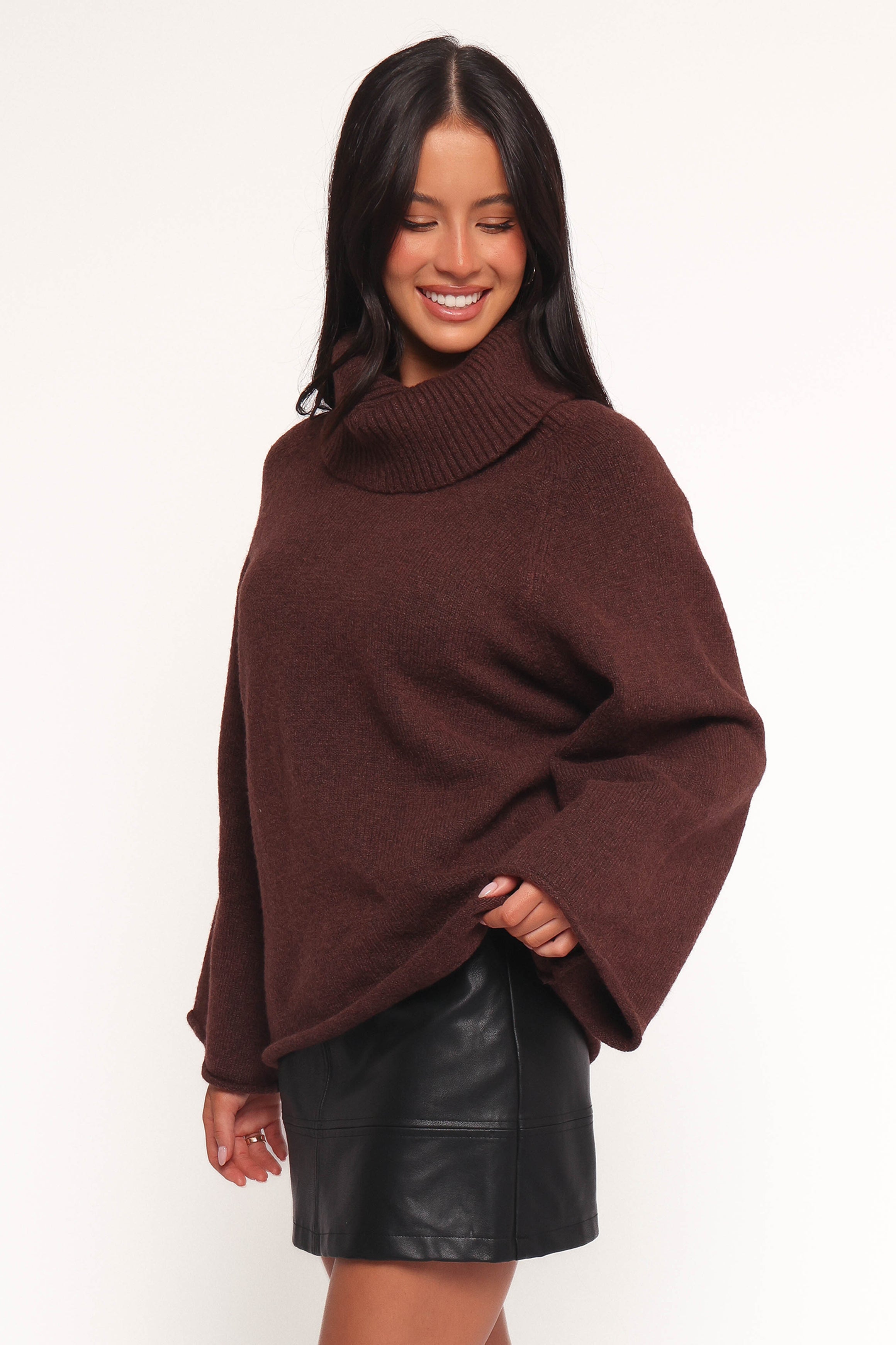 KNITWEAR Bindy Cowlneck Knit Sweater - Brown