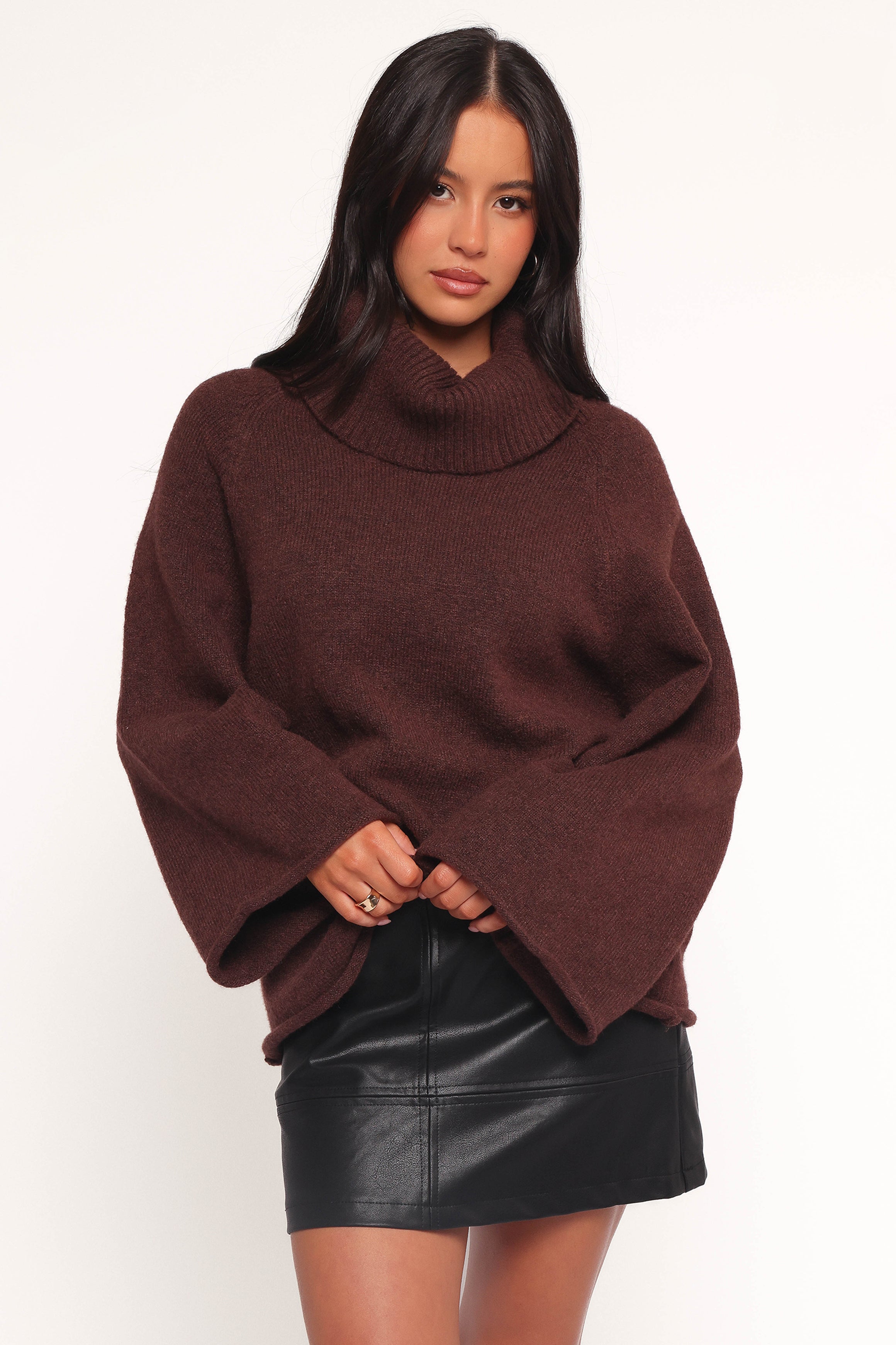 KNITWEAR Bindy Cowlneck Knit Sweater - Brown