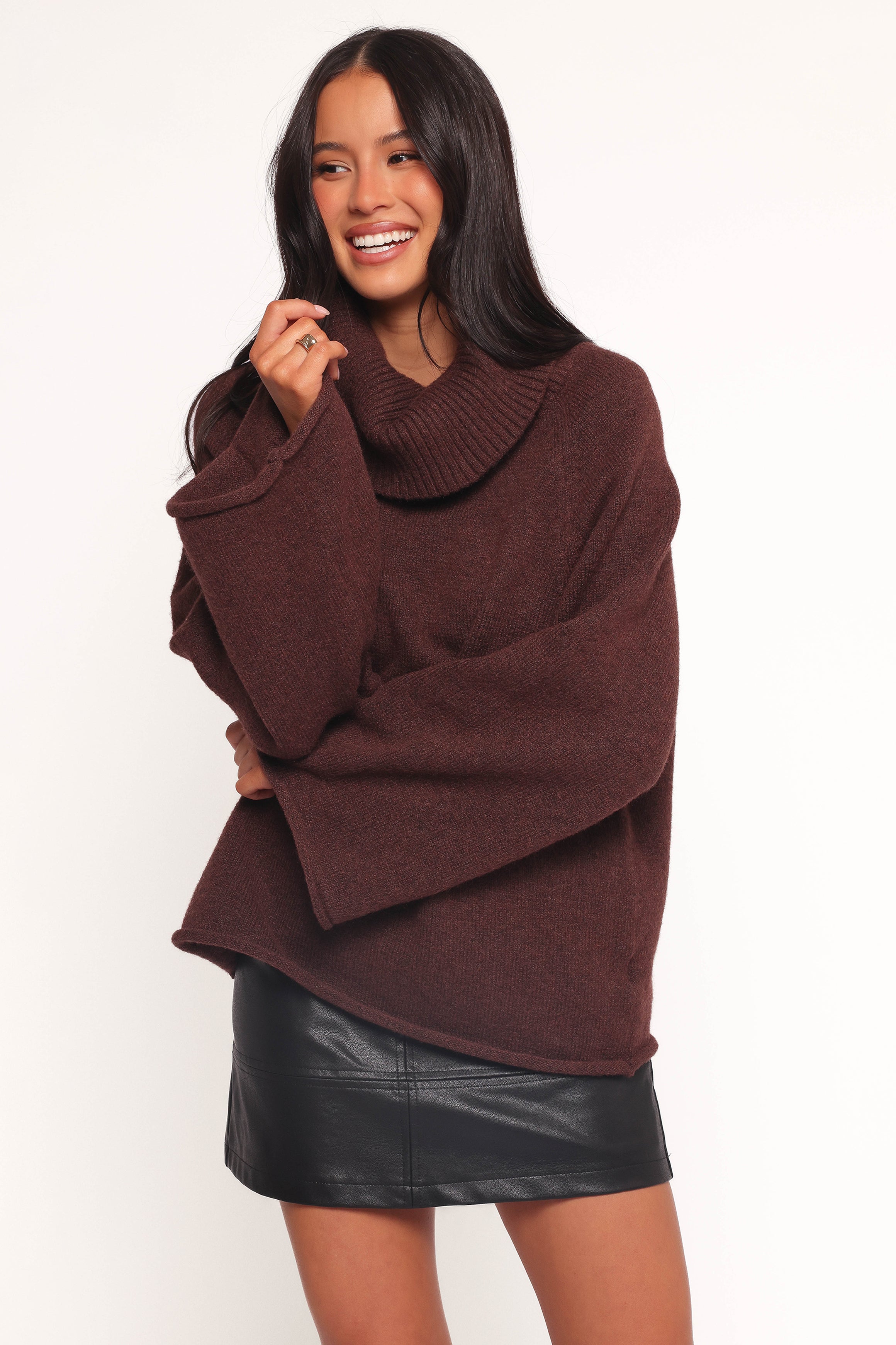 KNITWEAR Bindy Cowlneck Knit Sweater - Brown