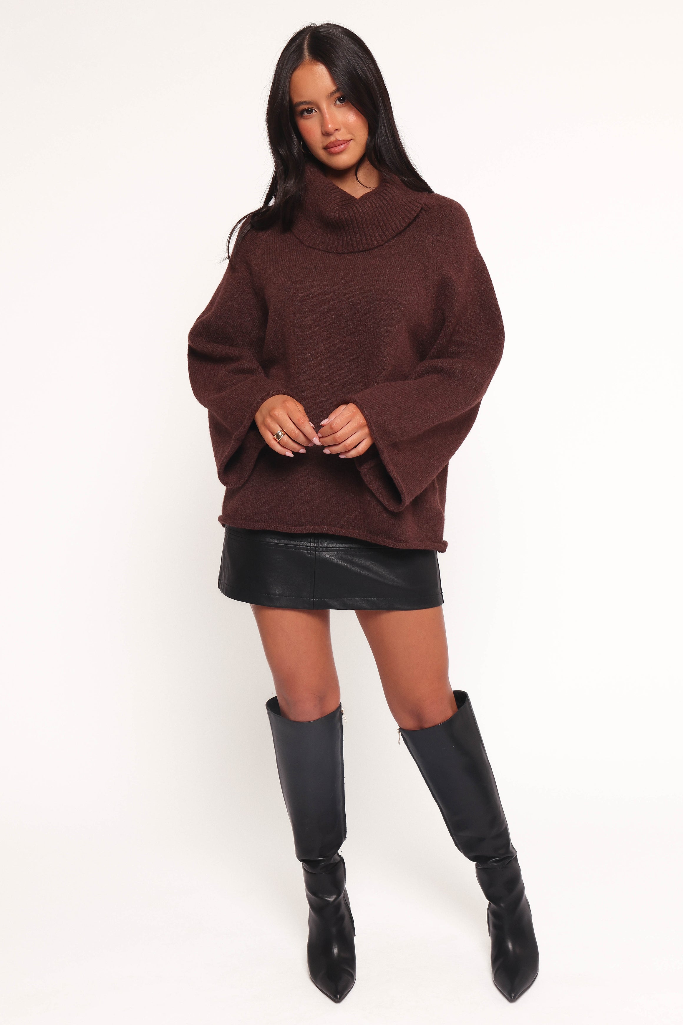 KNITWEAR Bindy Cowlneck Knit Sweater - Brown