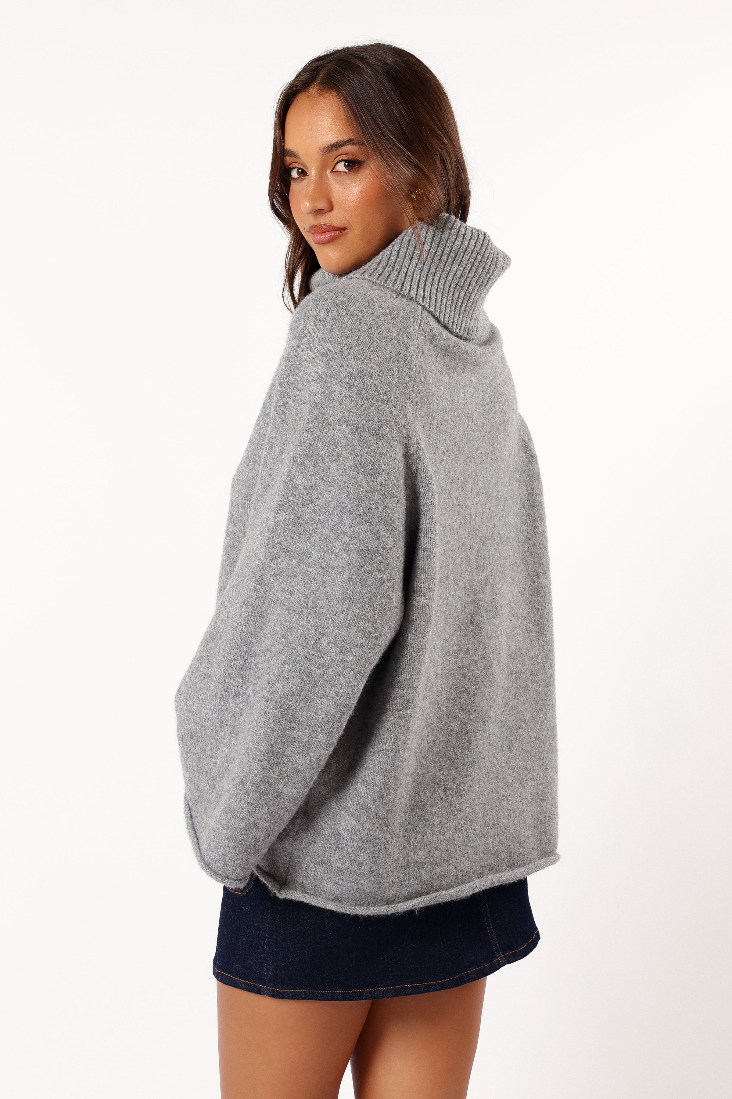 KNITWEAR Bindy Cowlneck Knit Sweater - Grey Marle