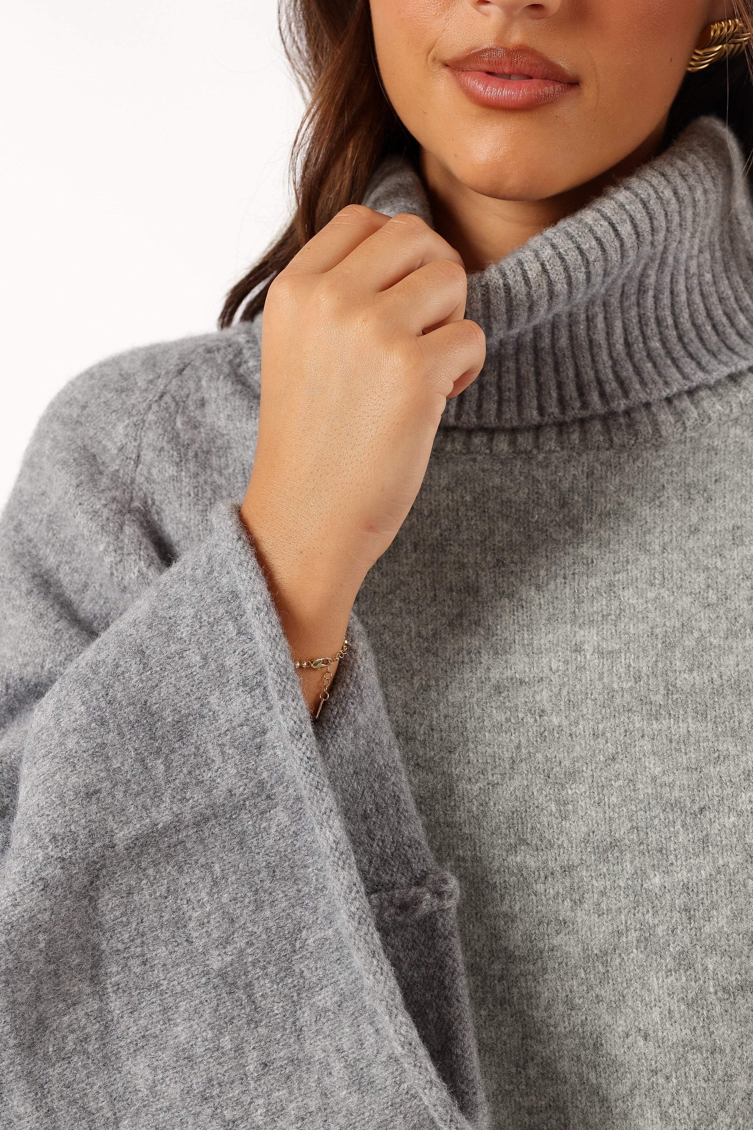 KNITWEAR Bindy Cowlneck Knit Sweater - Grey Marle