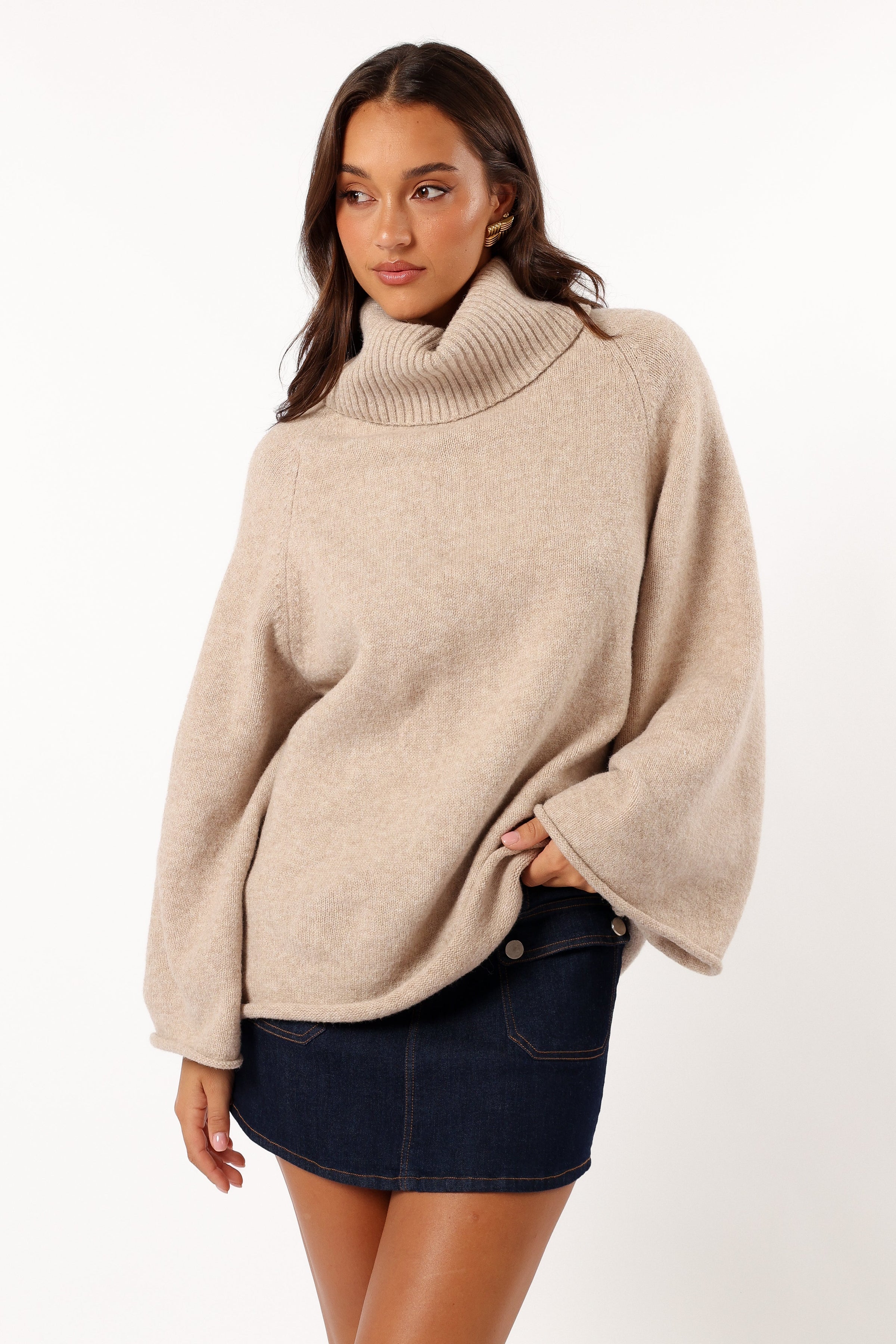KNITWEAR Bindy Cowlneck Knit Sweater - Oatmeal