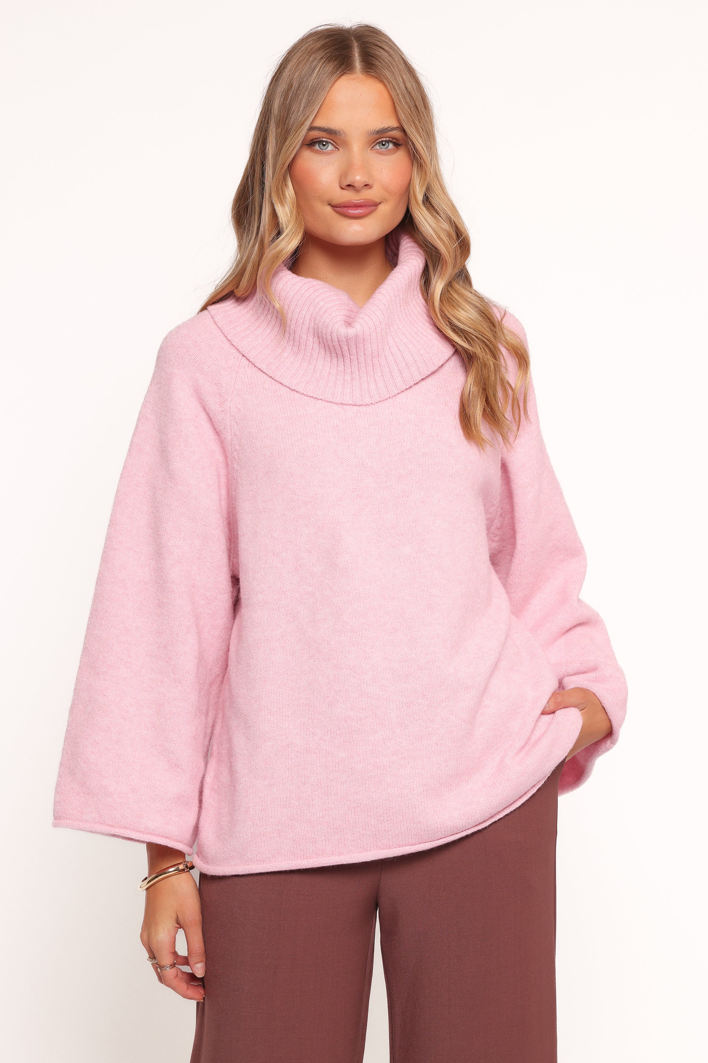 KNITWEAR Bindy Cowlneck Knit Sweater - Pink
