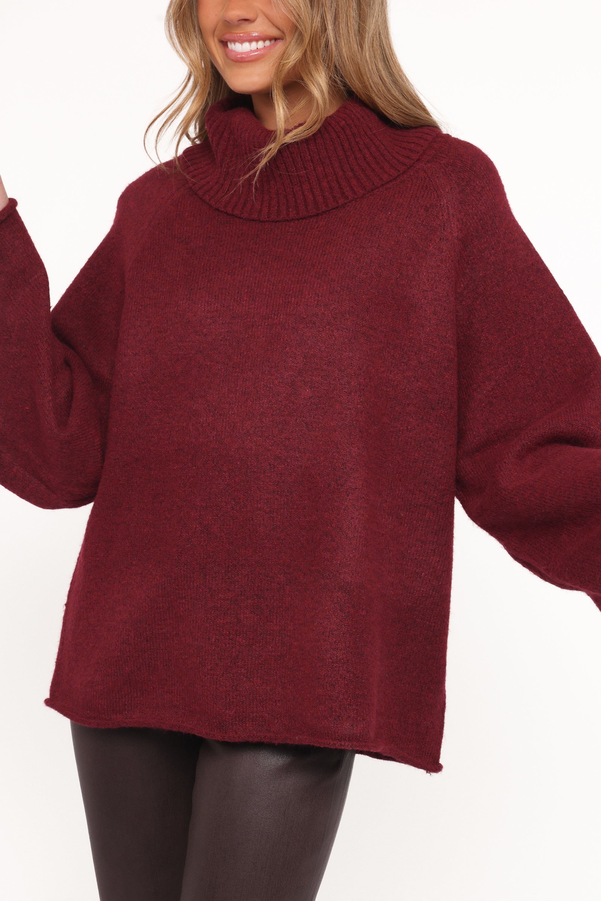 KNITWEAR Bindy Cowlneck Knit Sweater - Wine