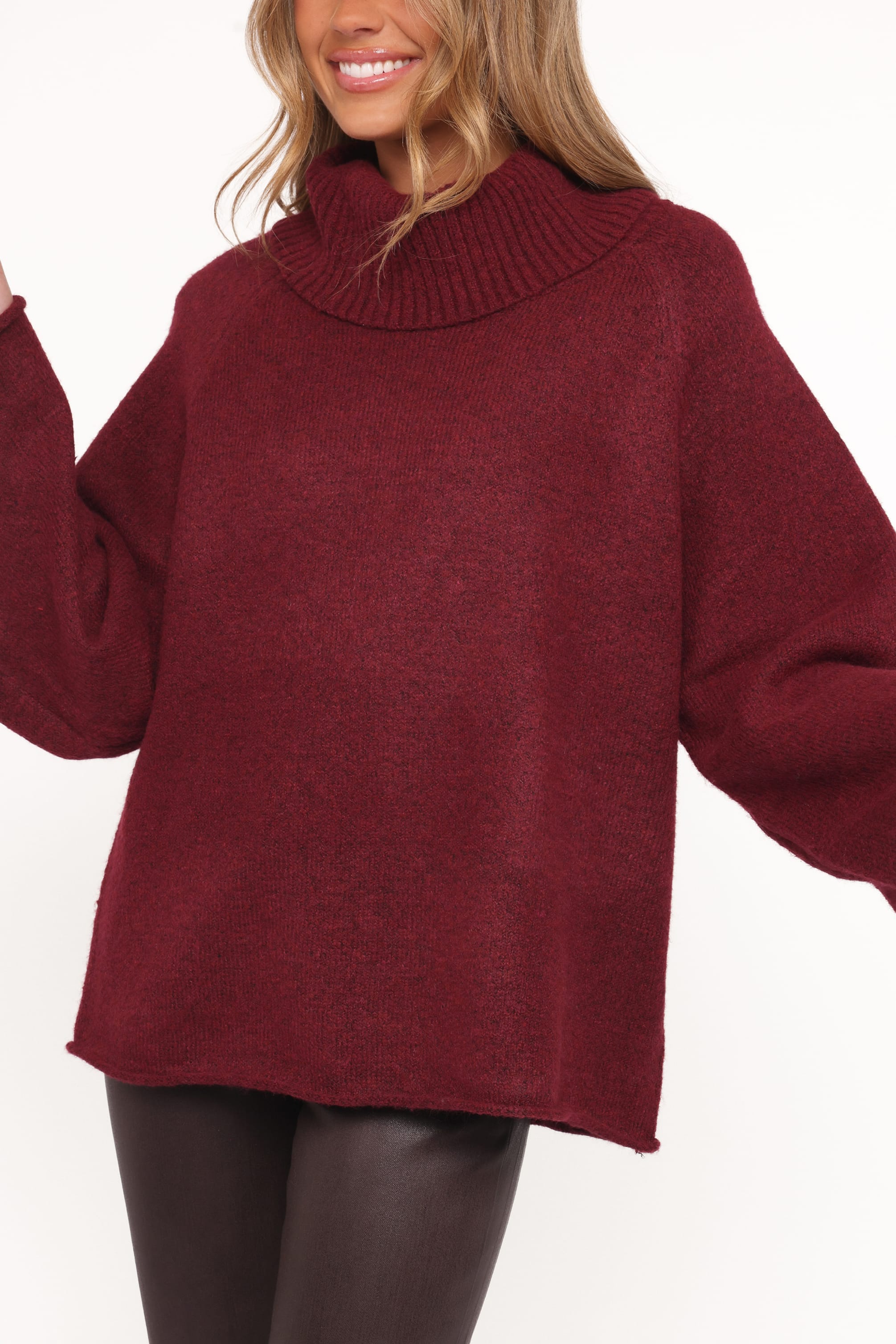 KNITWEAR Bindy Cowlneck Knit Sweater - Wine