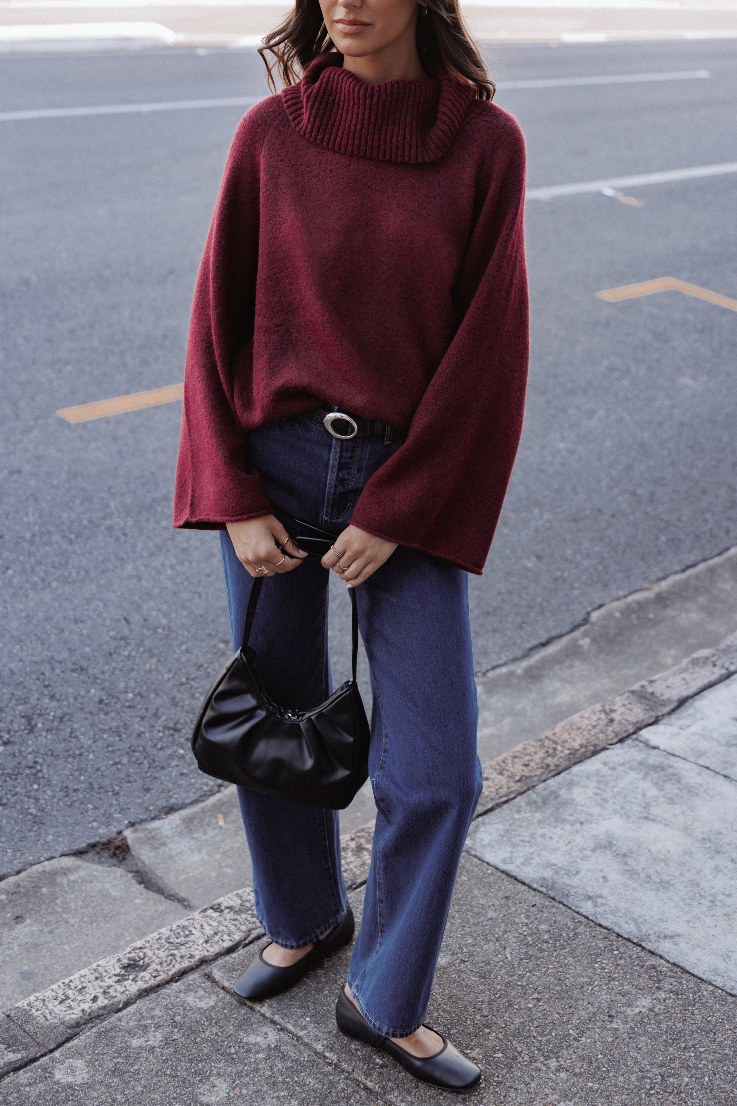 KNITWEAR Bindy Cowlneck Knit Sweater - Wine