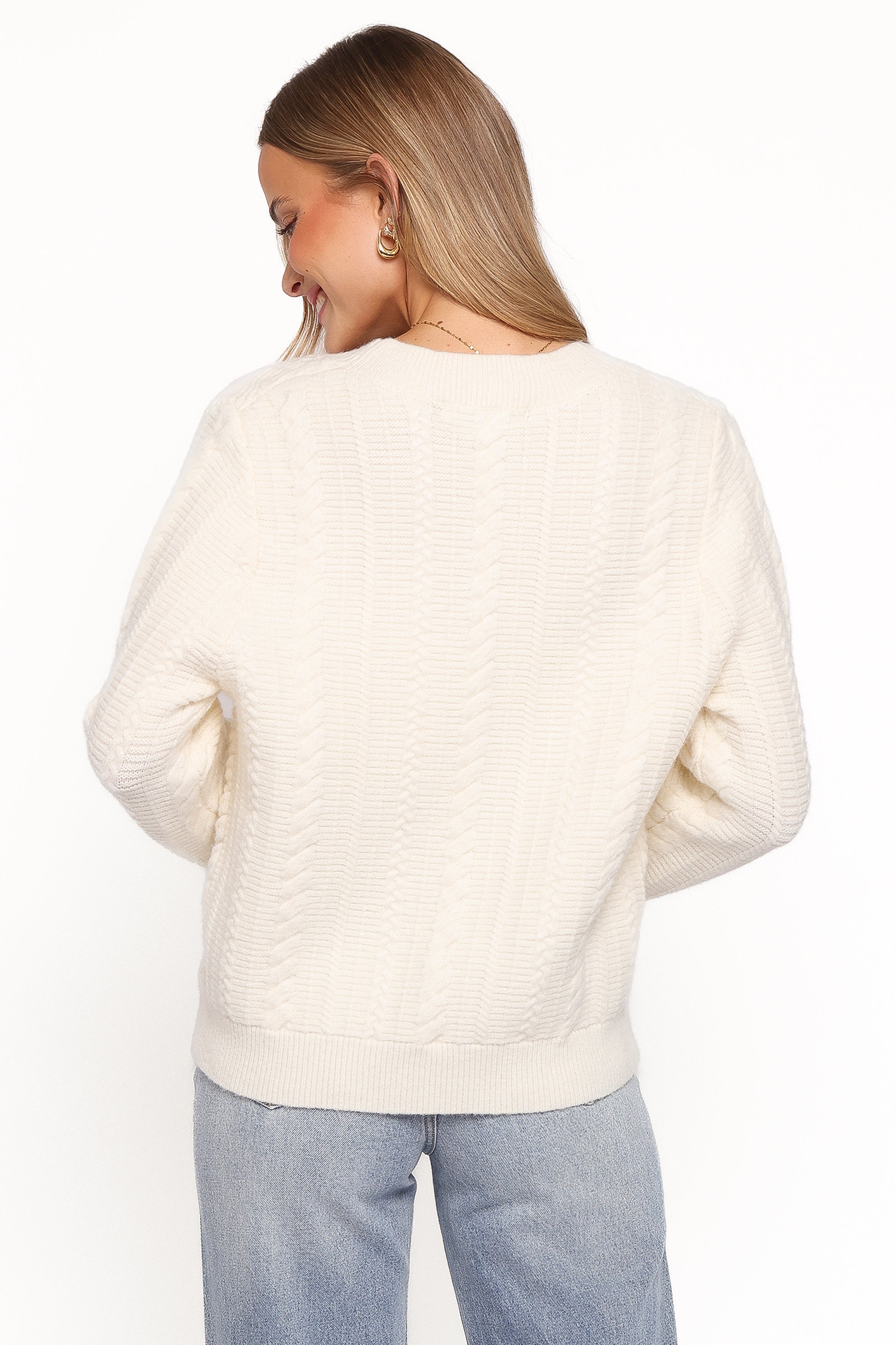 KNITWEAR Bree Velvet Bow Cardigan - Cream