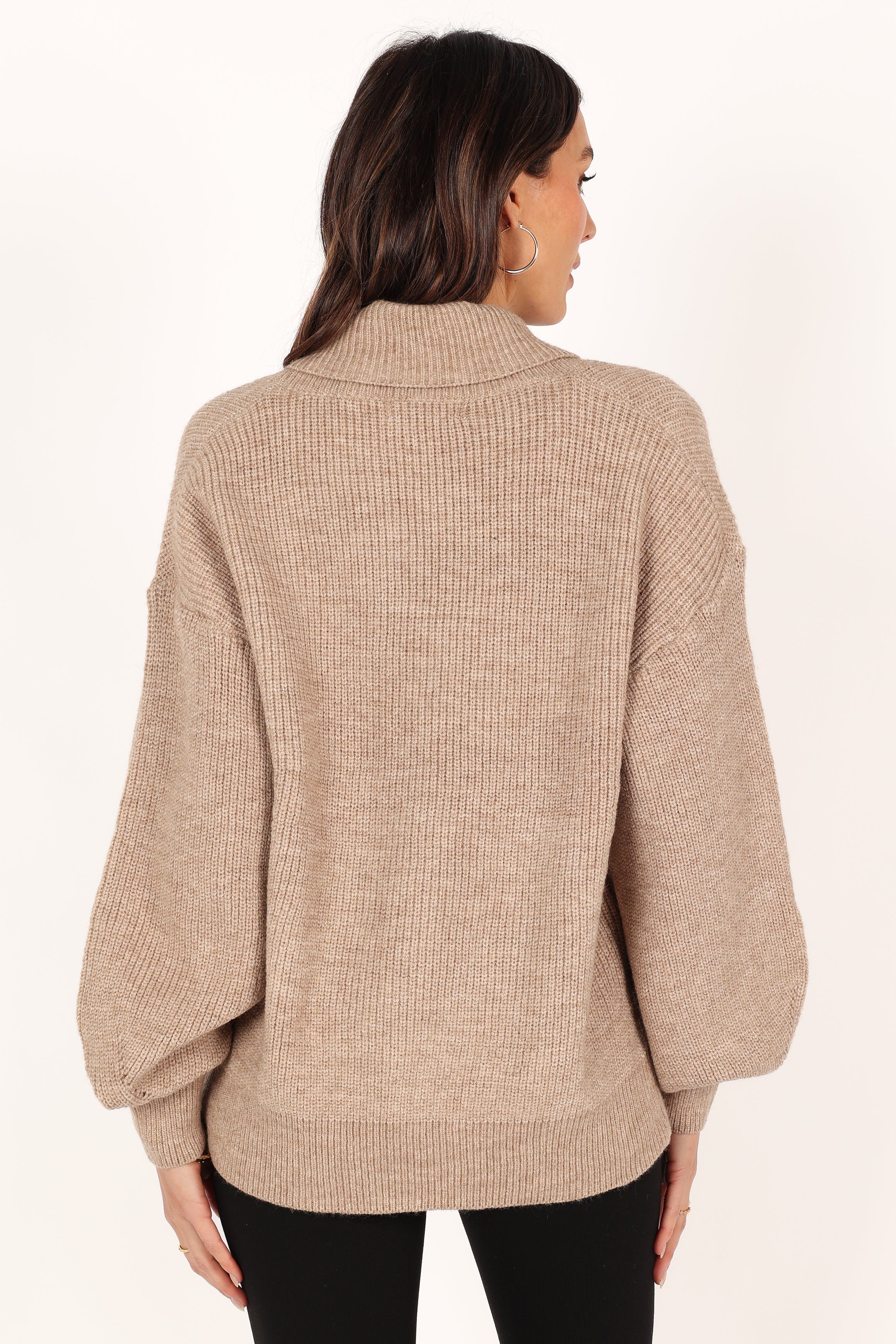KNITWEAR @Carly Collar Knit Sweater - Oatmeal
