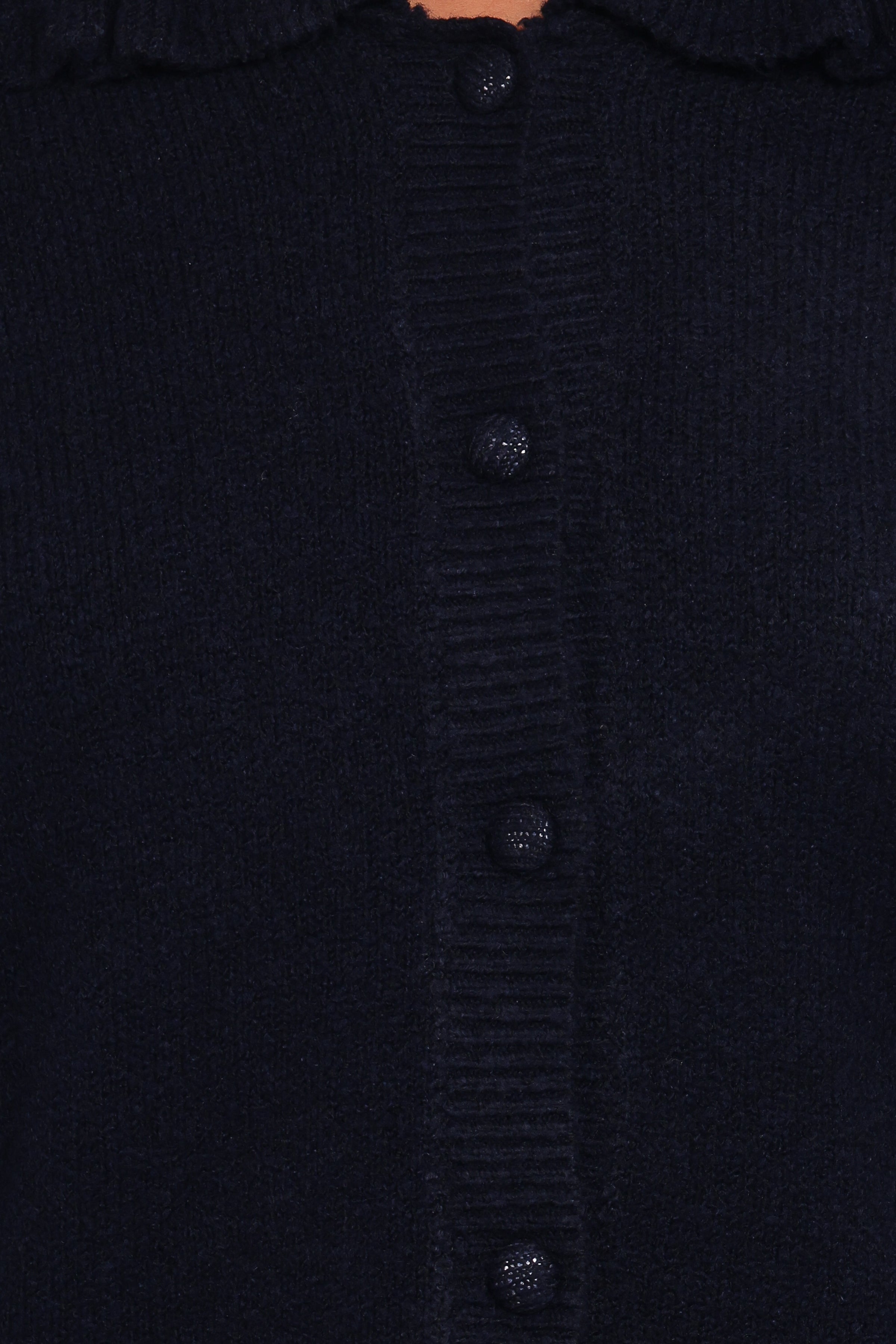 KNITWEAR Carmello Frill Collar Cardigan - Navy