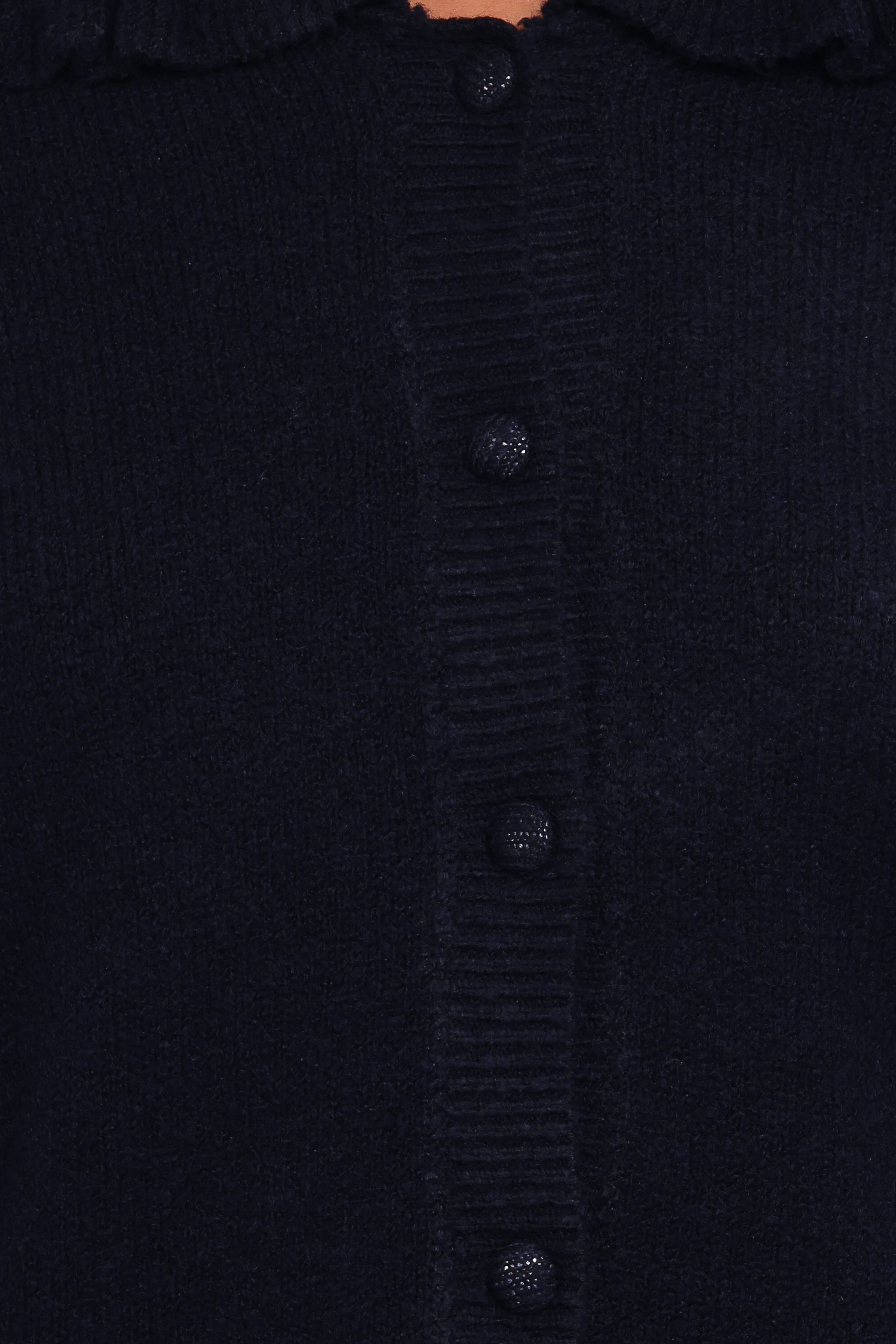 KNITWEAR Carmello Frill Collar Cardigan - Navy