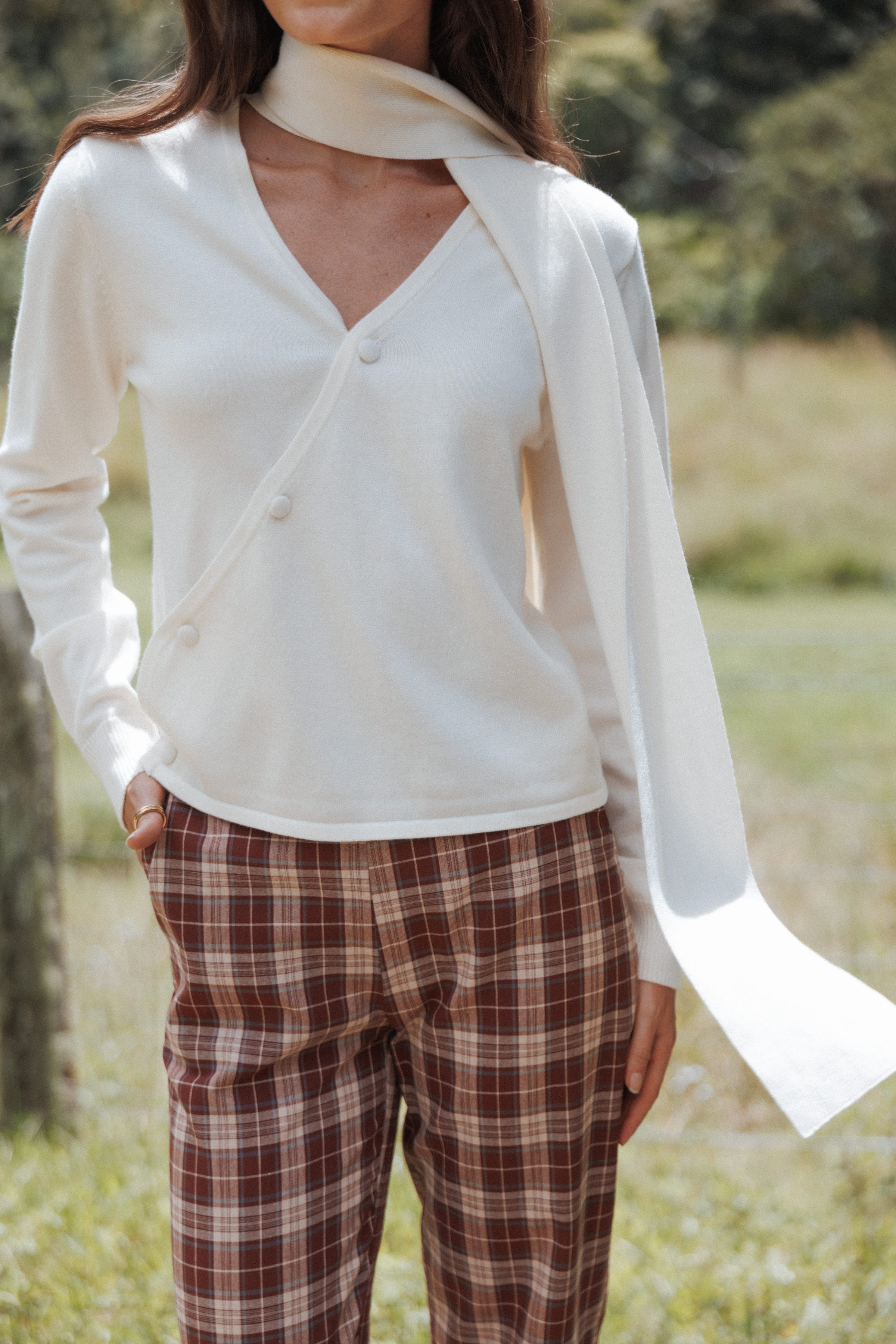 KNITWEAR Cassinda Scarf Cardigan - Cream