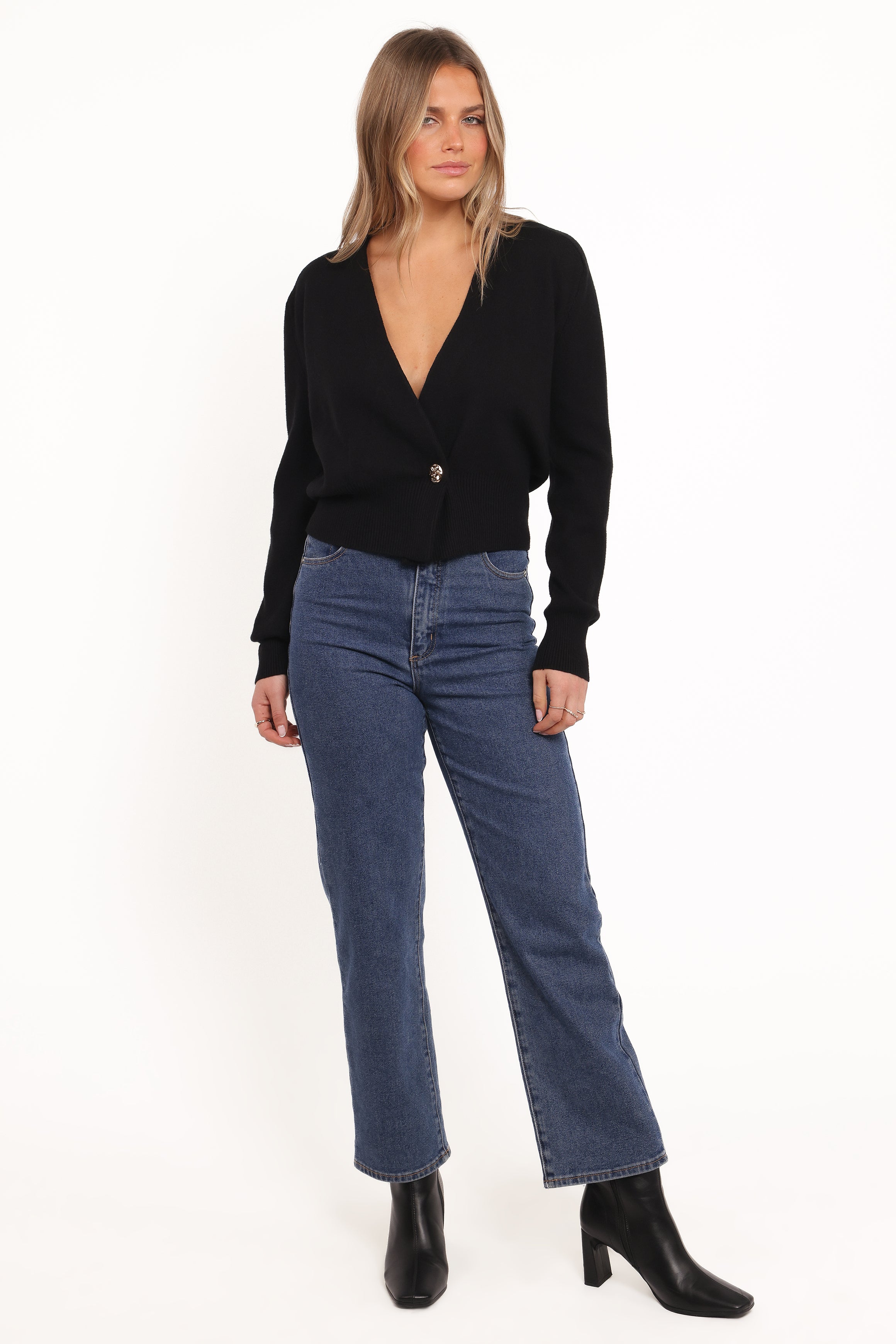 KNITWEAR Caterina Button Cardigan - Black