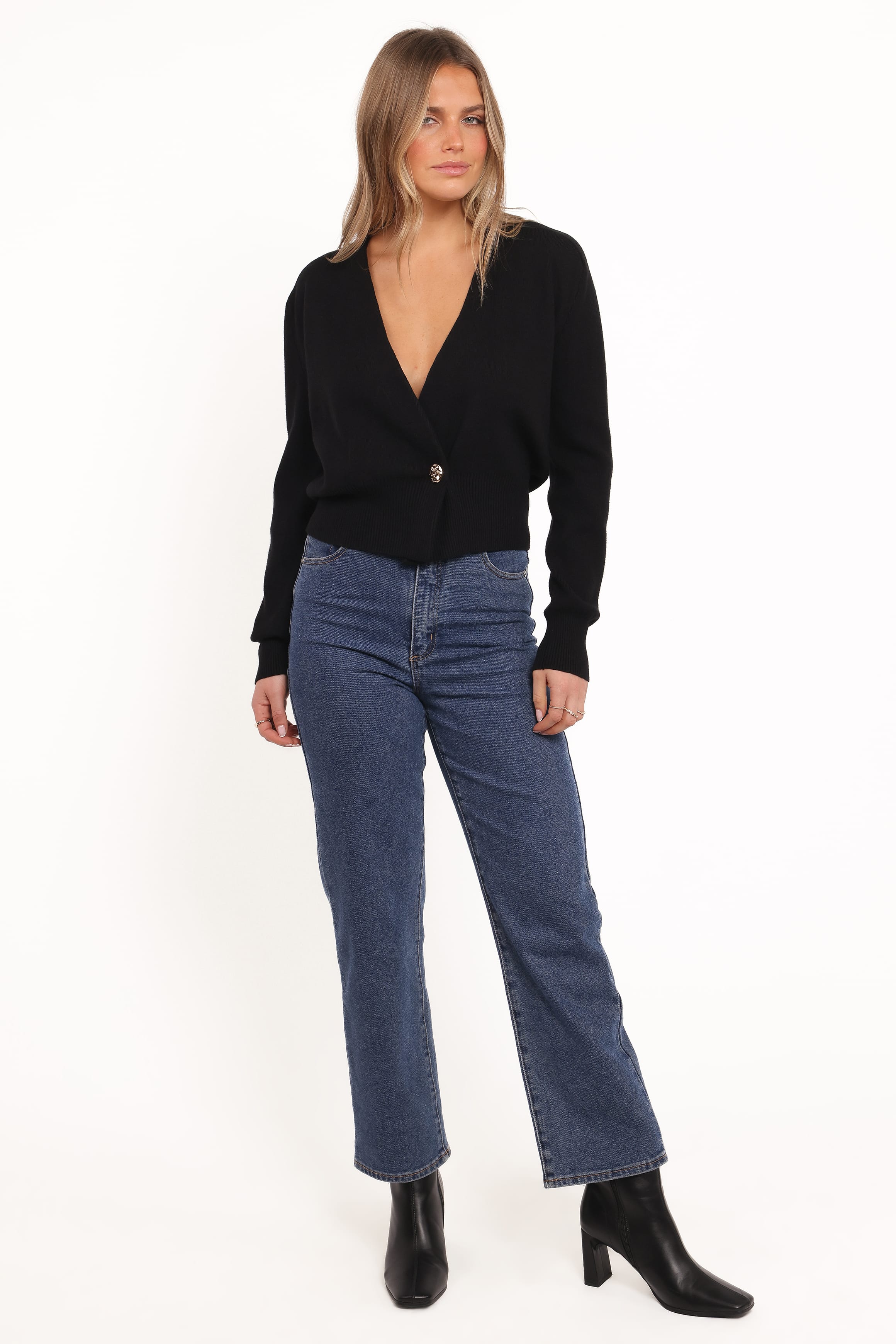 KNITWEAR Caterina Button Cardigan - Black