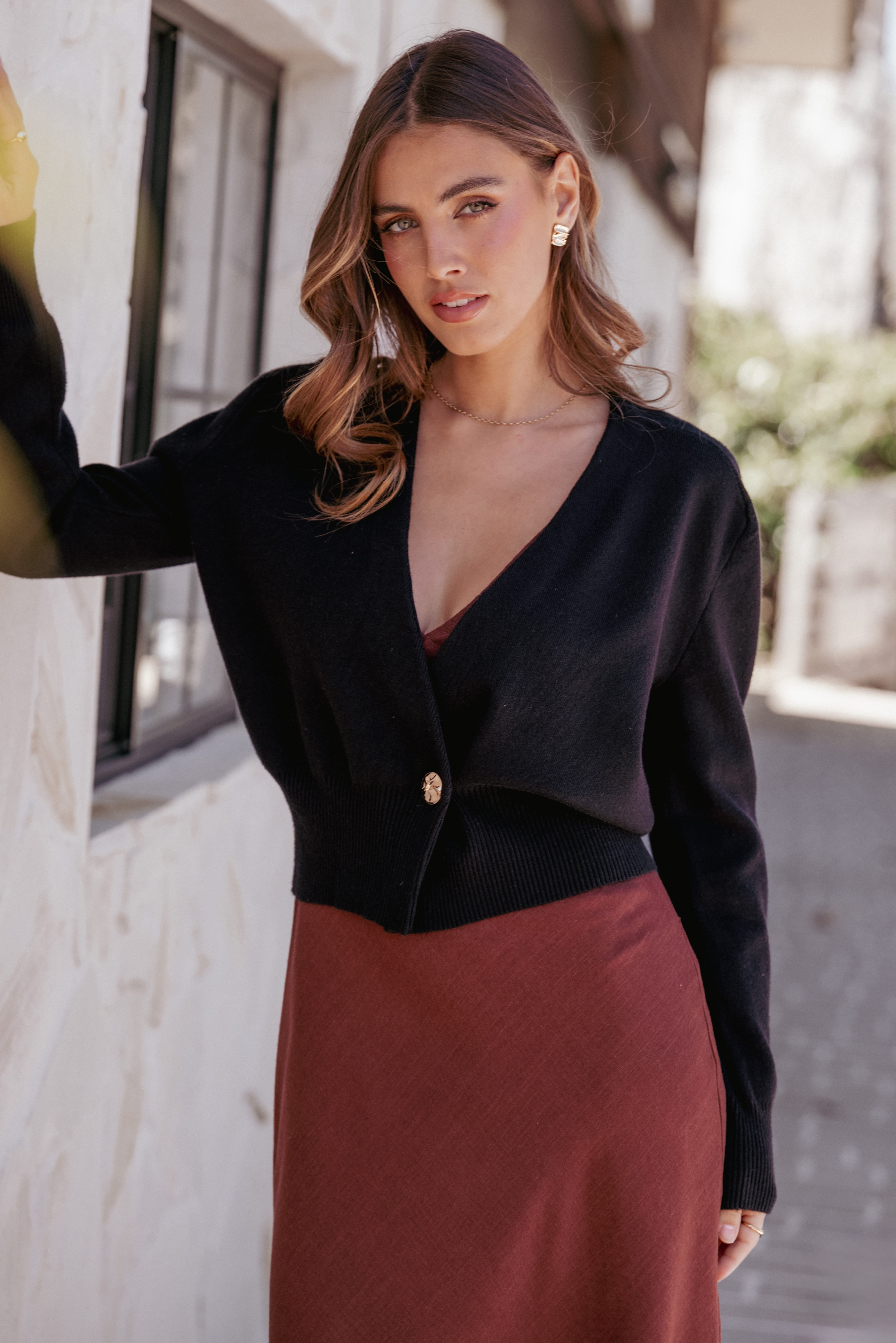 KNITWEAR Caterina Button Cardigan - Black