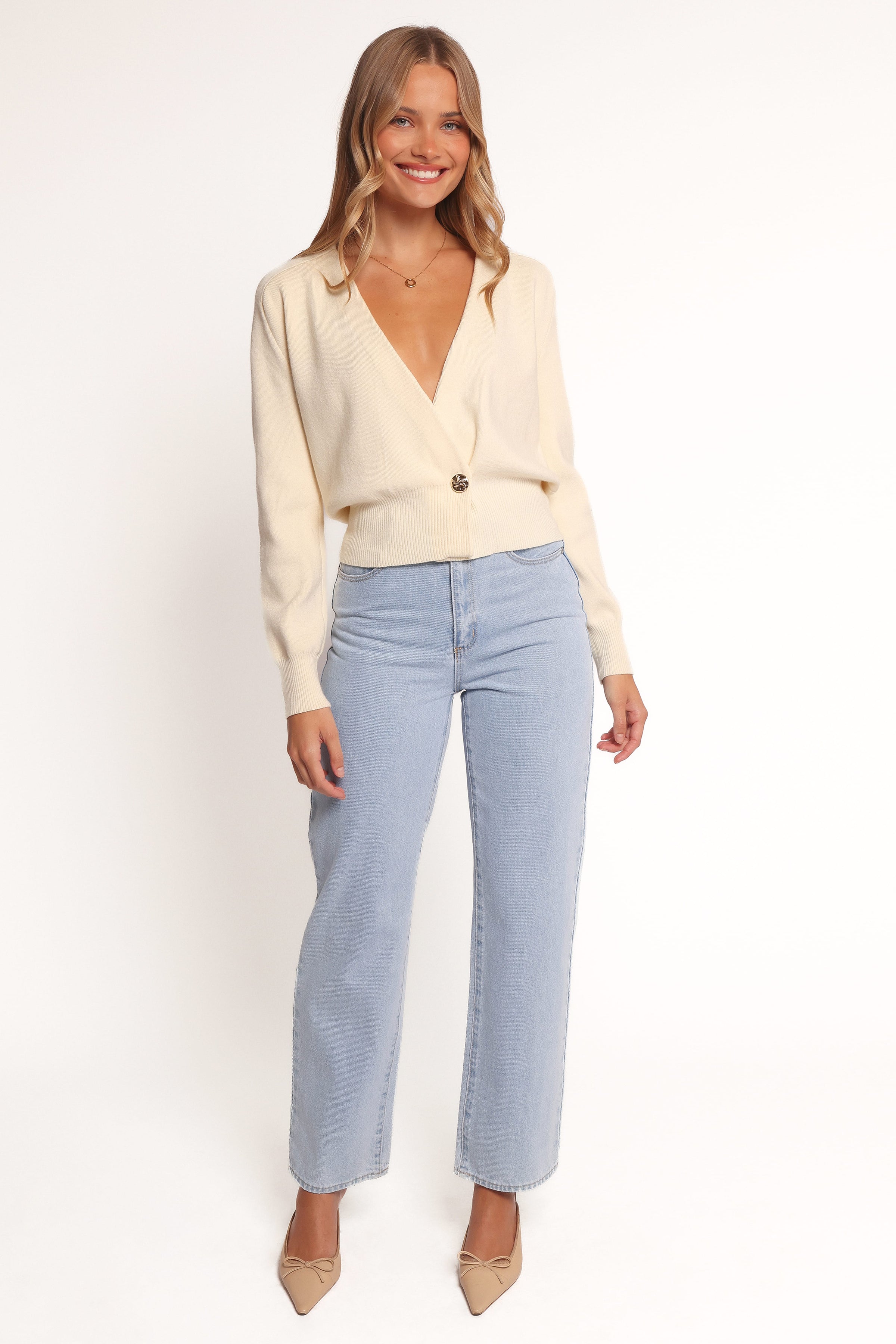 KNITWEAR Caterina Button Cardigan - Cream
