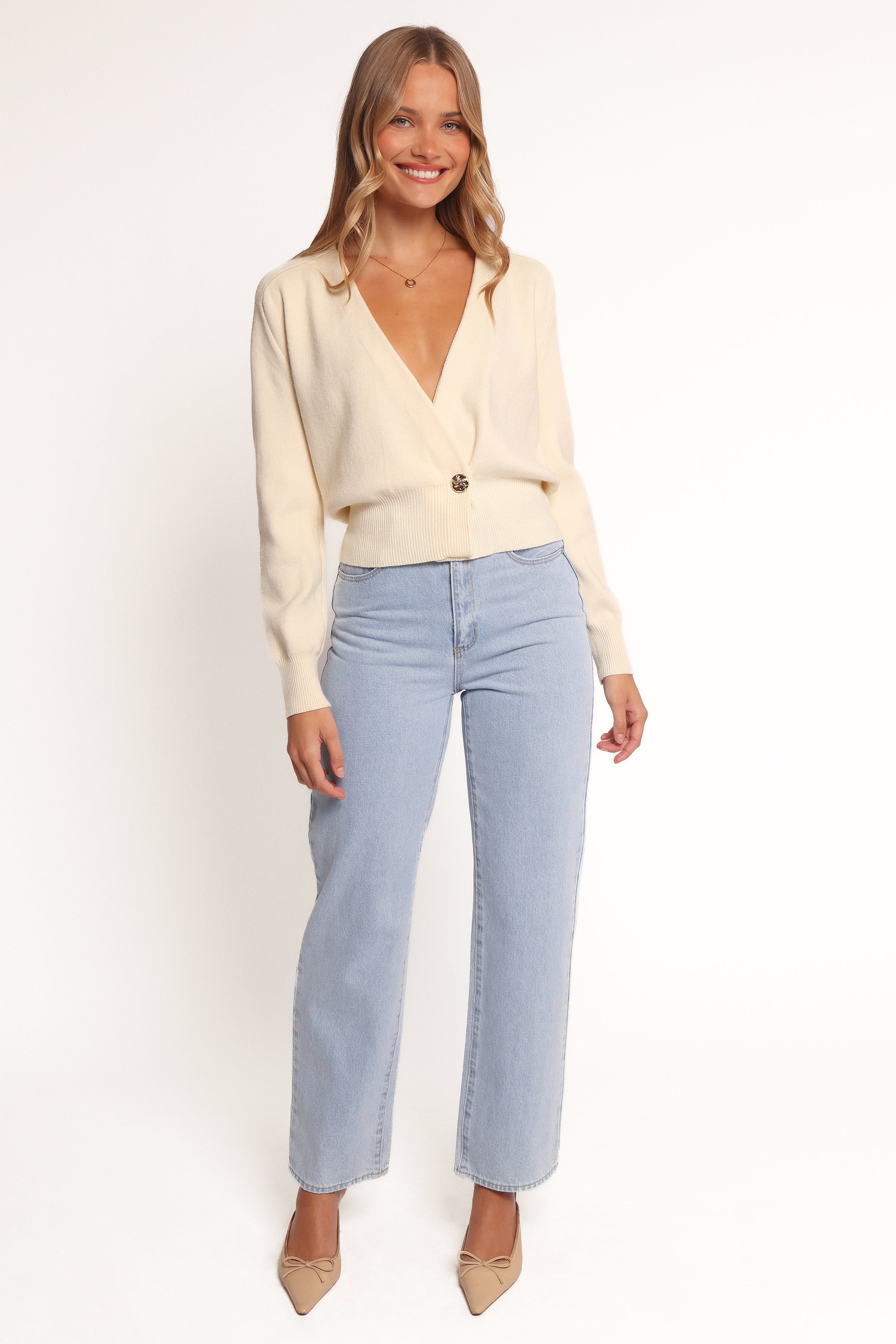 KNITWEAR Caterina Button Cardigan - Cream